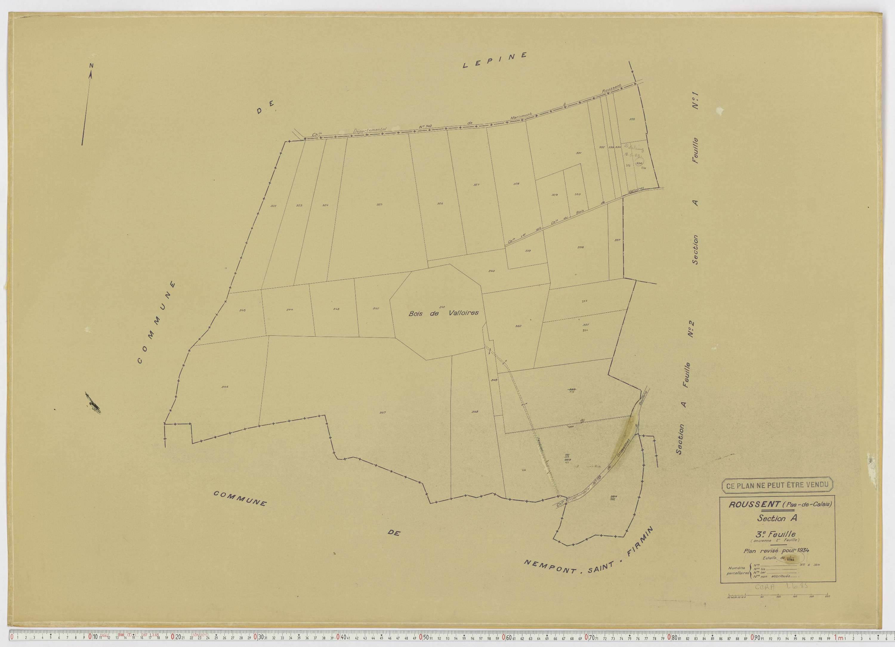 Roussent - Section A, feuille 3.