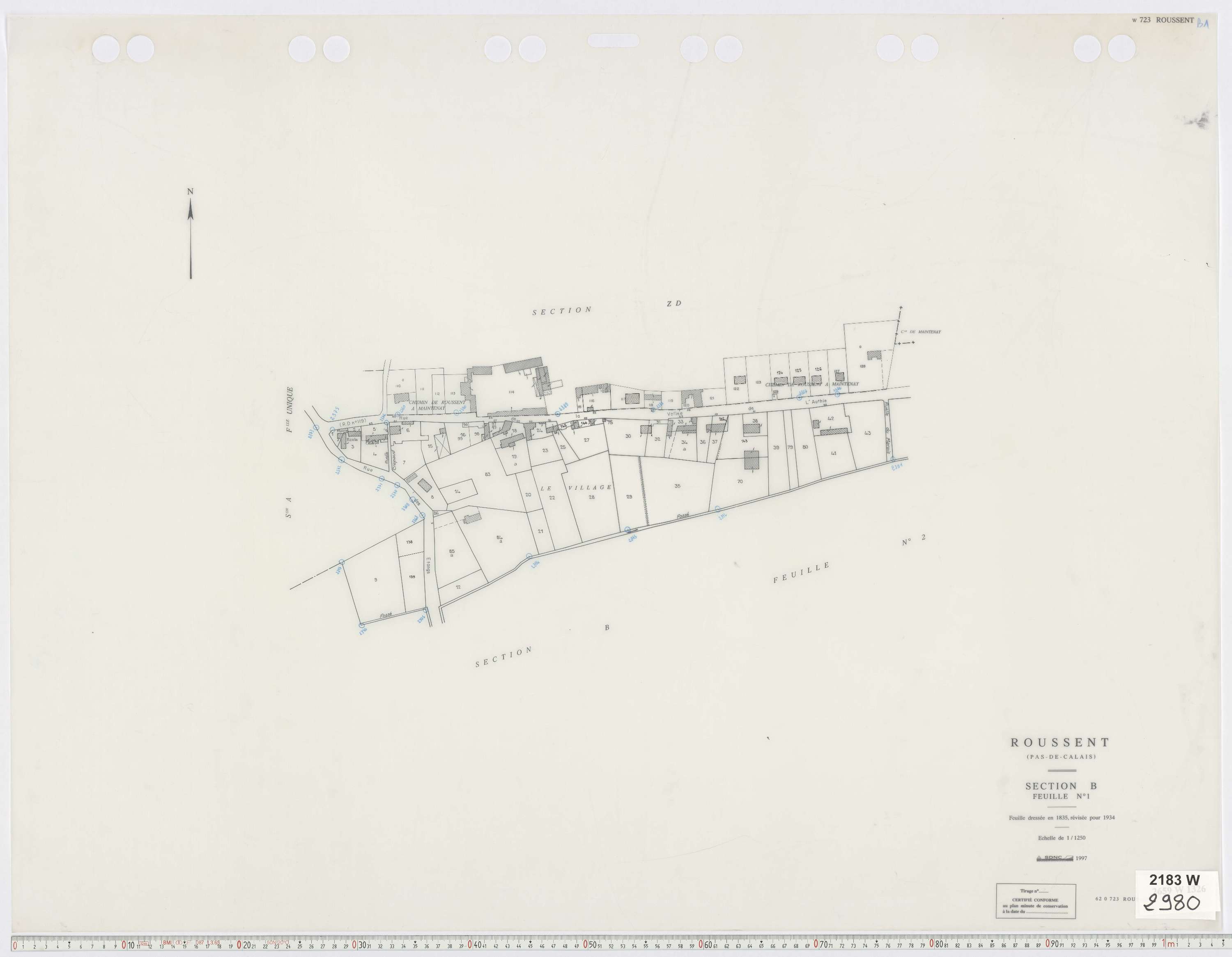 Roussent - Section B, feuille 1.