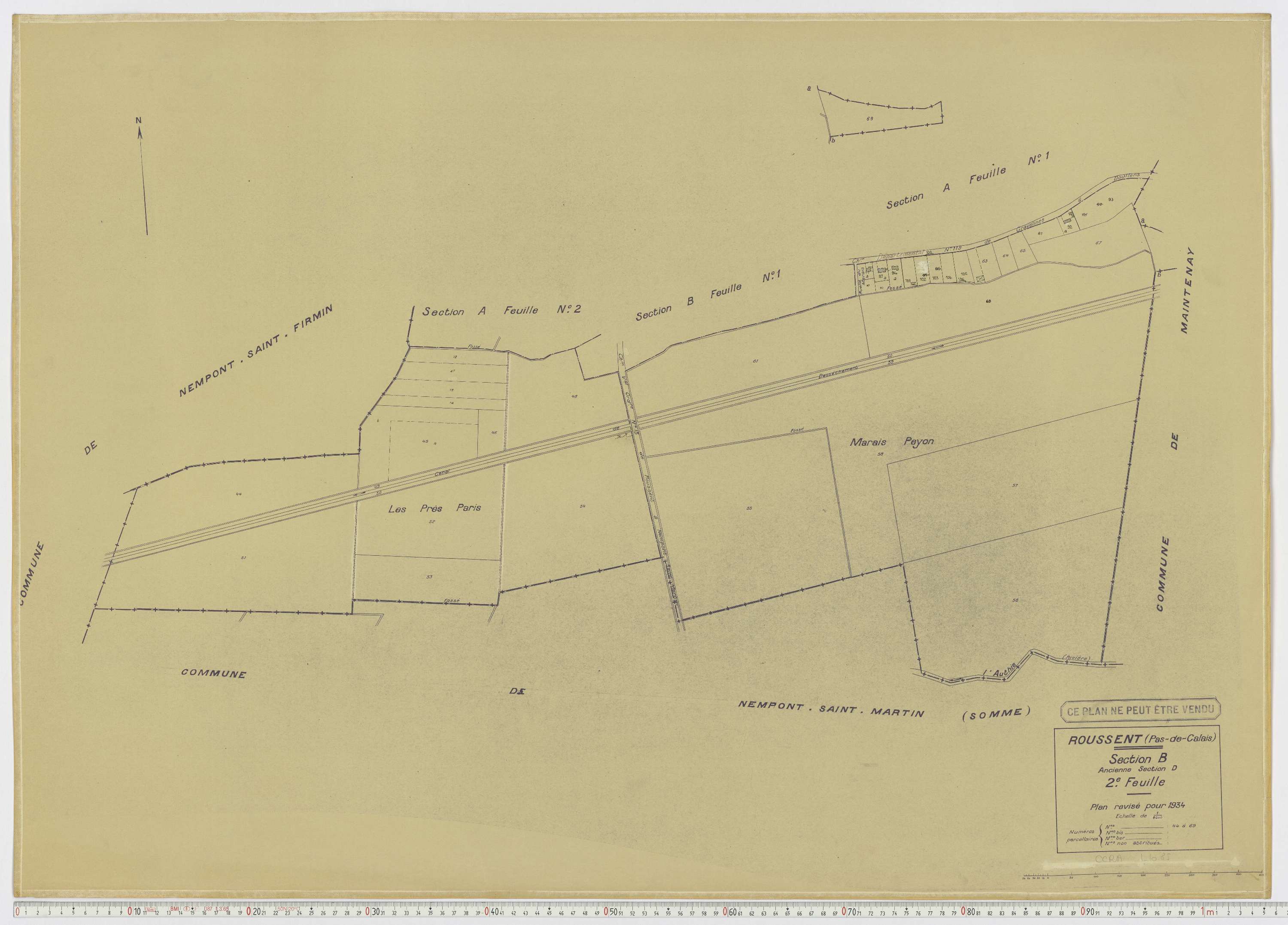 Roussent - Section B, feuille 2.
