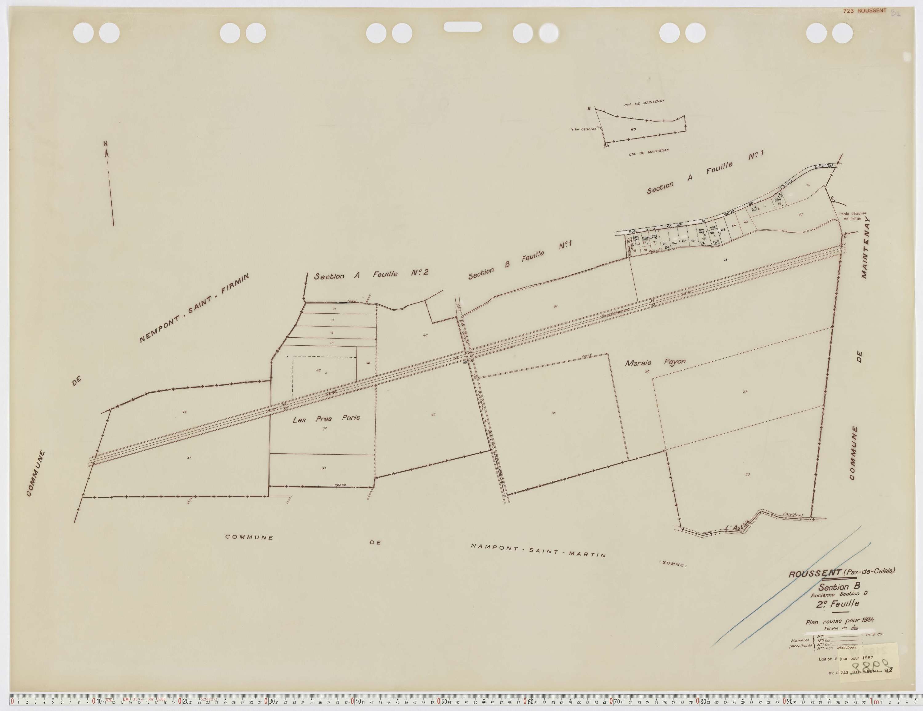 Roussent - Section B, feuille 2.