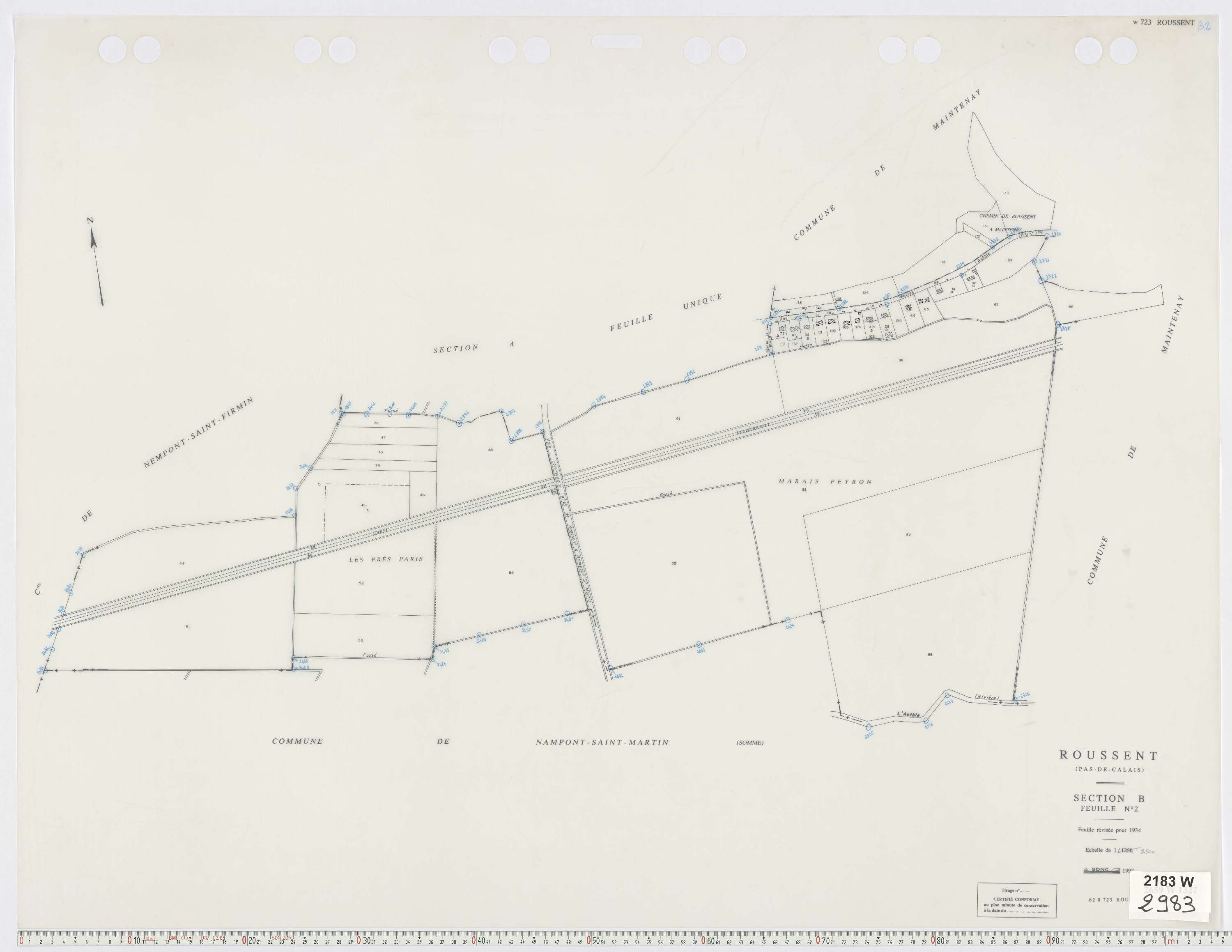 Roussent - Section B, feuille 2.