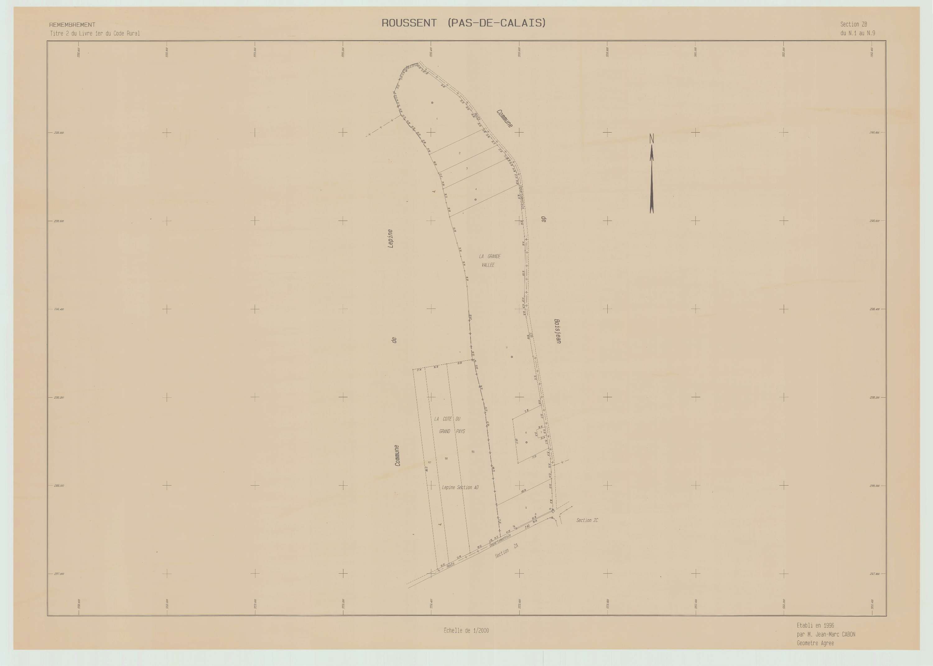 Roussent - Plan de remembrement : section ZB.