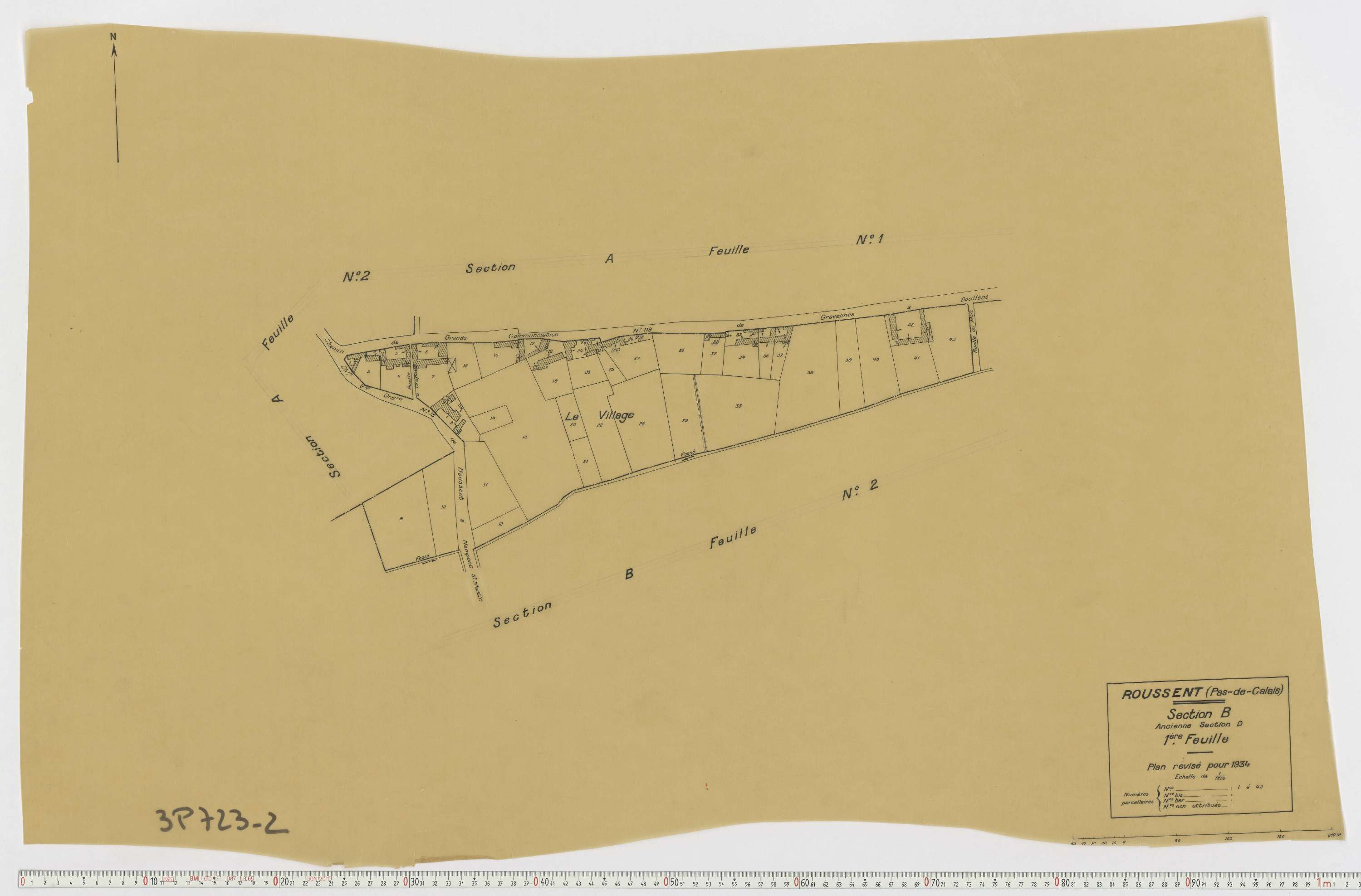Roussent - Section B, feuille 1.