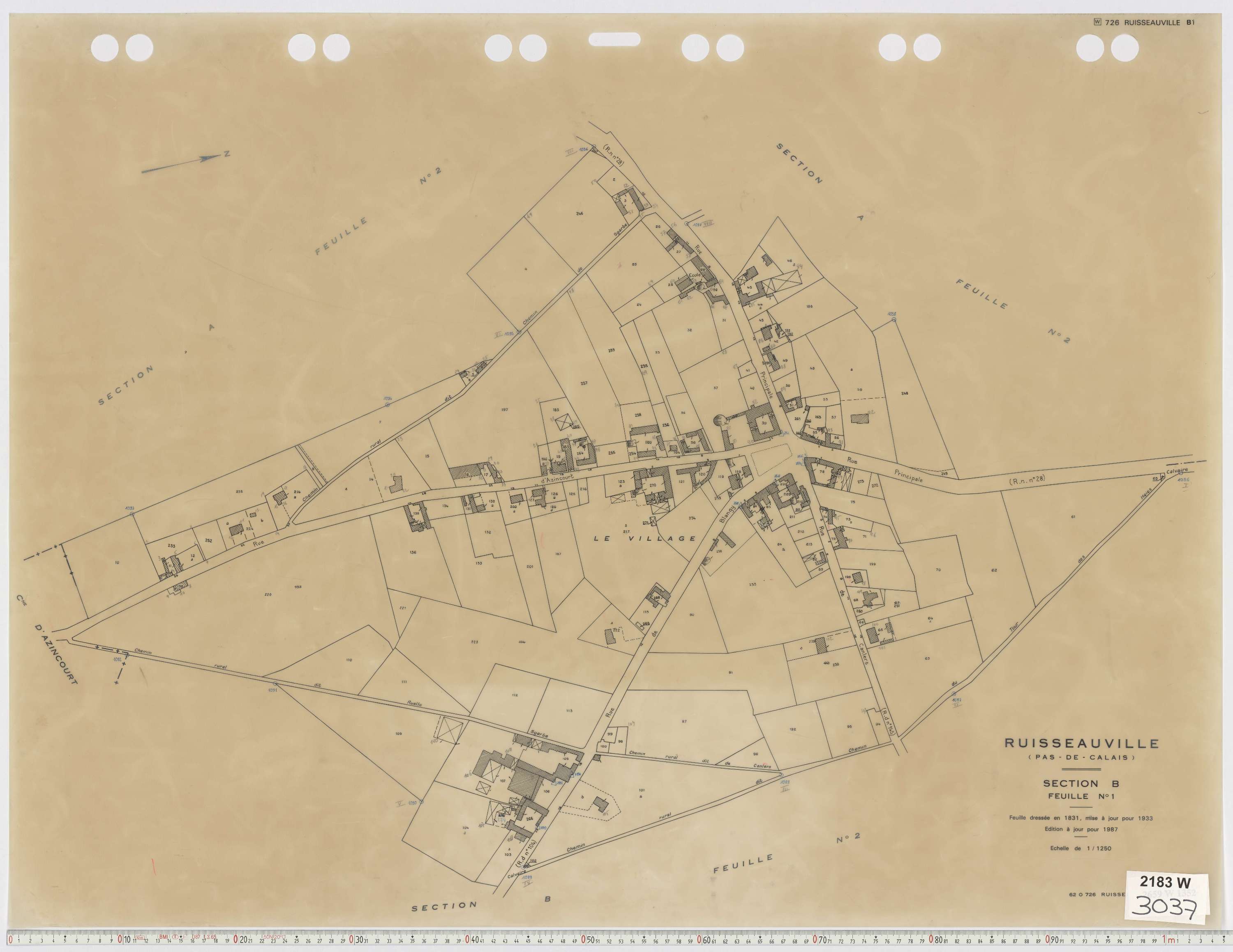 Ruisseauville - Section B, feuille 1.