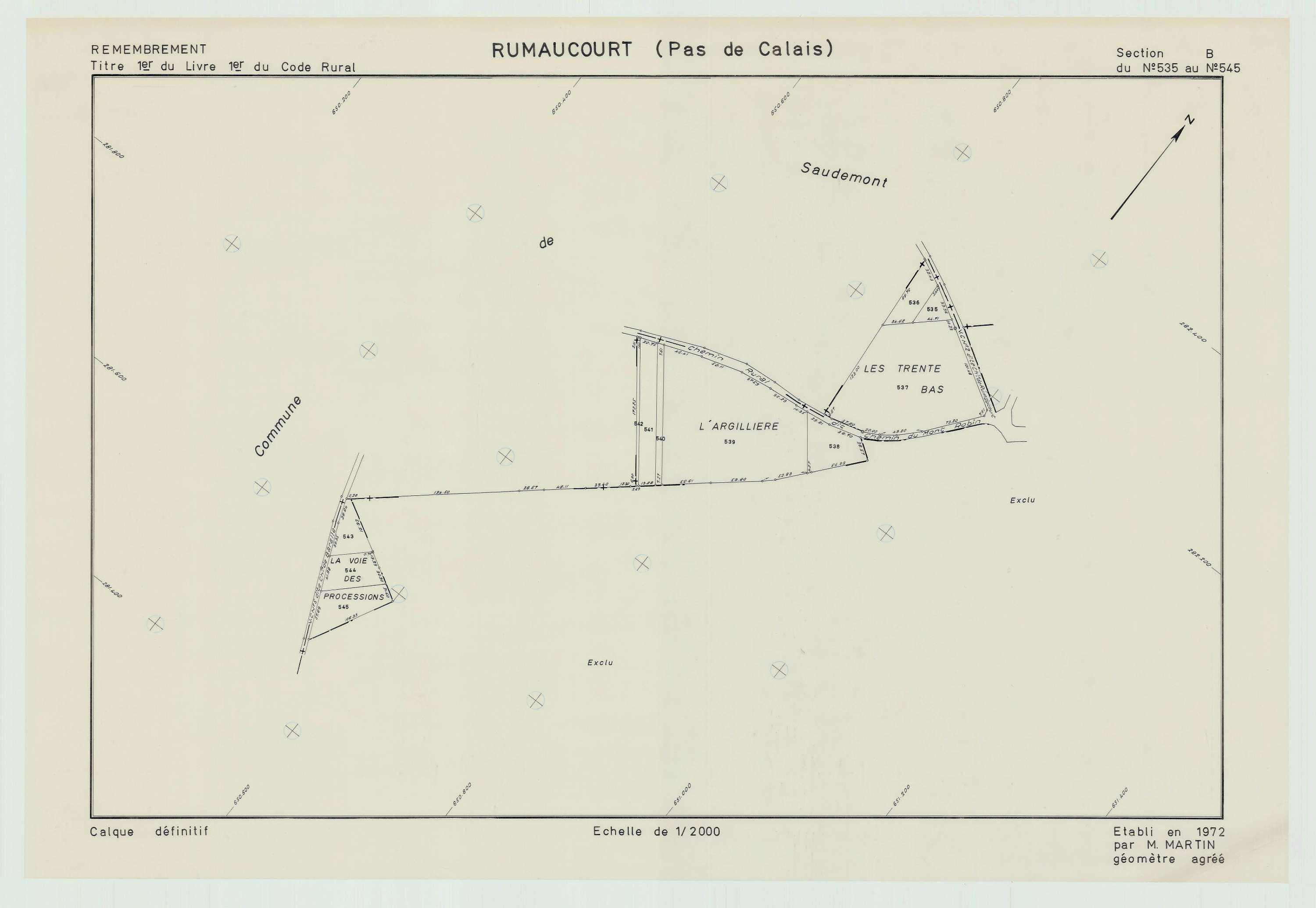 Rumaucourt - Plan de remembrement : section B.