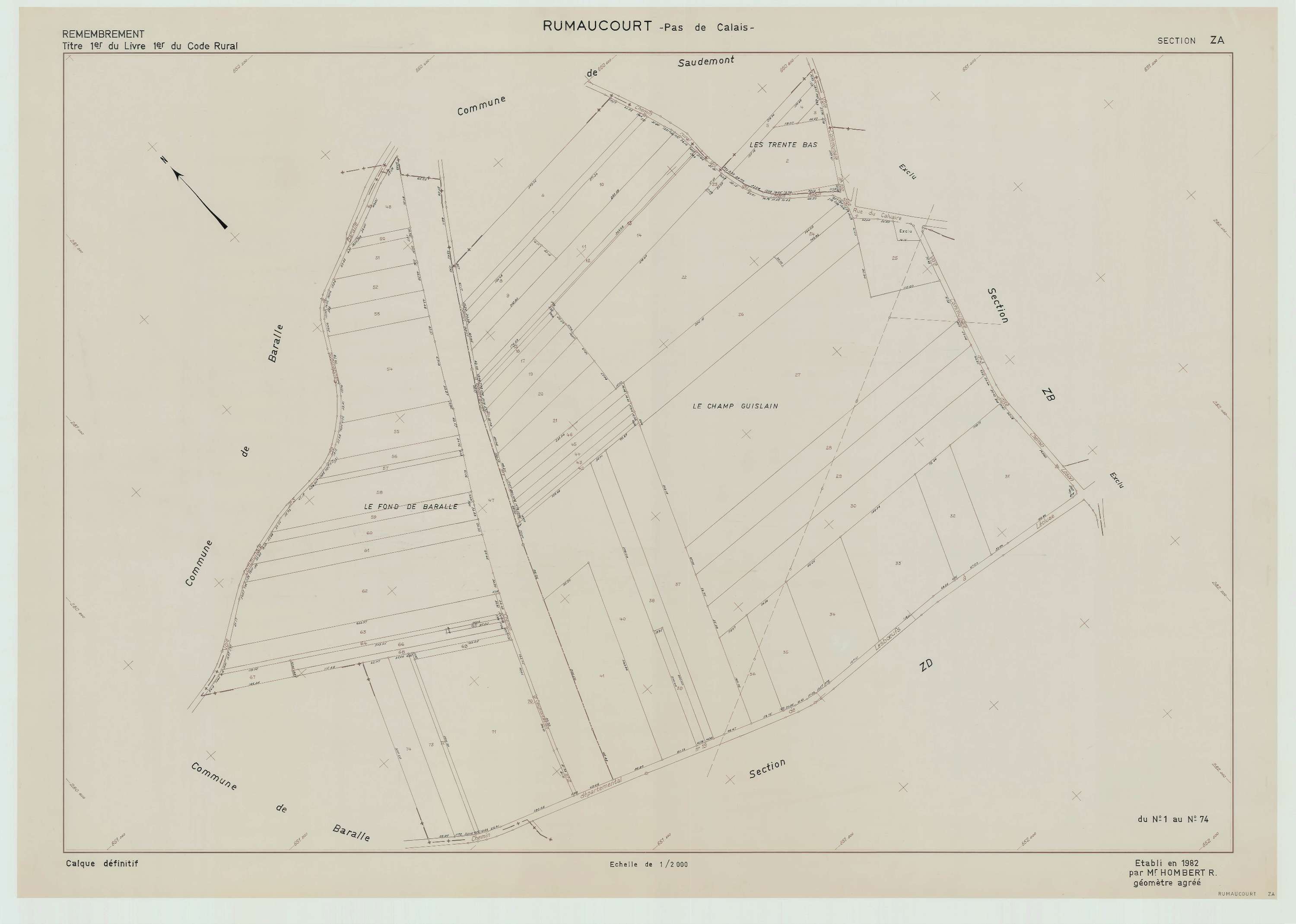 Rumaucourt - Plan de remembrement : section ZA.