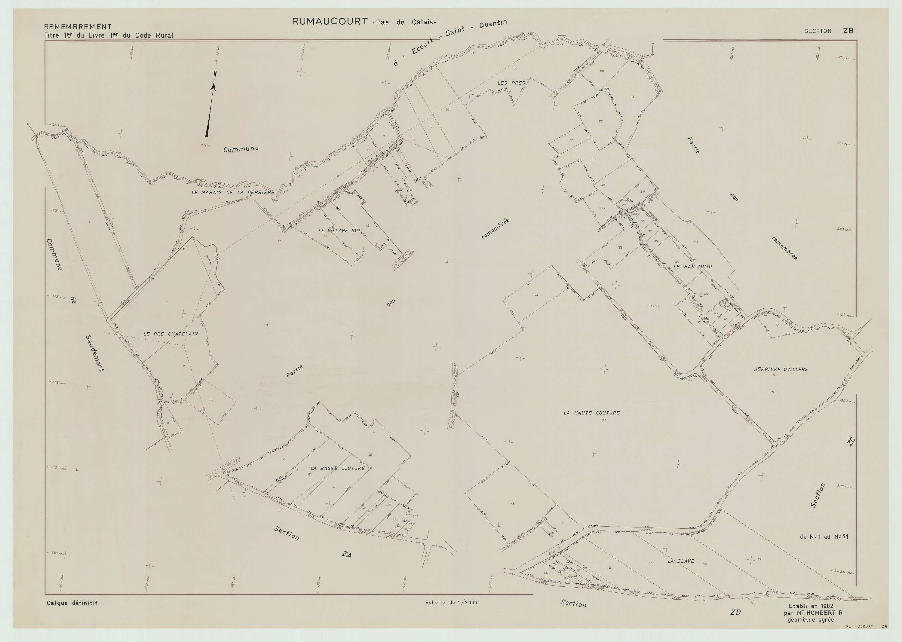 Rumaucourt - Plan de remembrement : section ZB.
