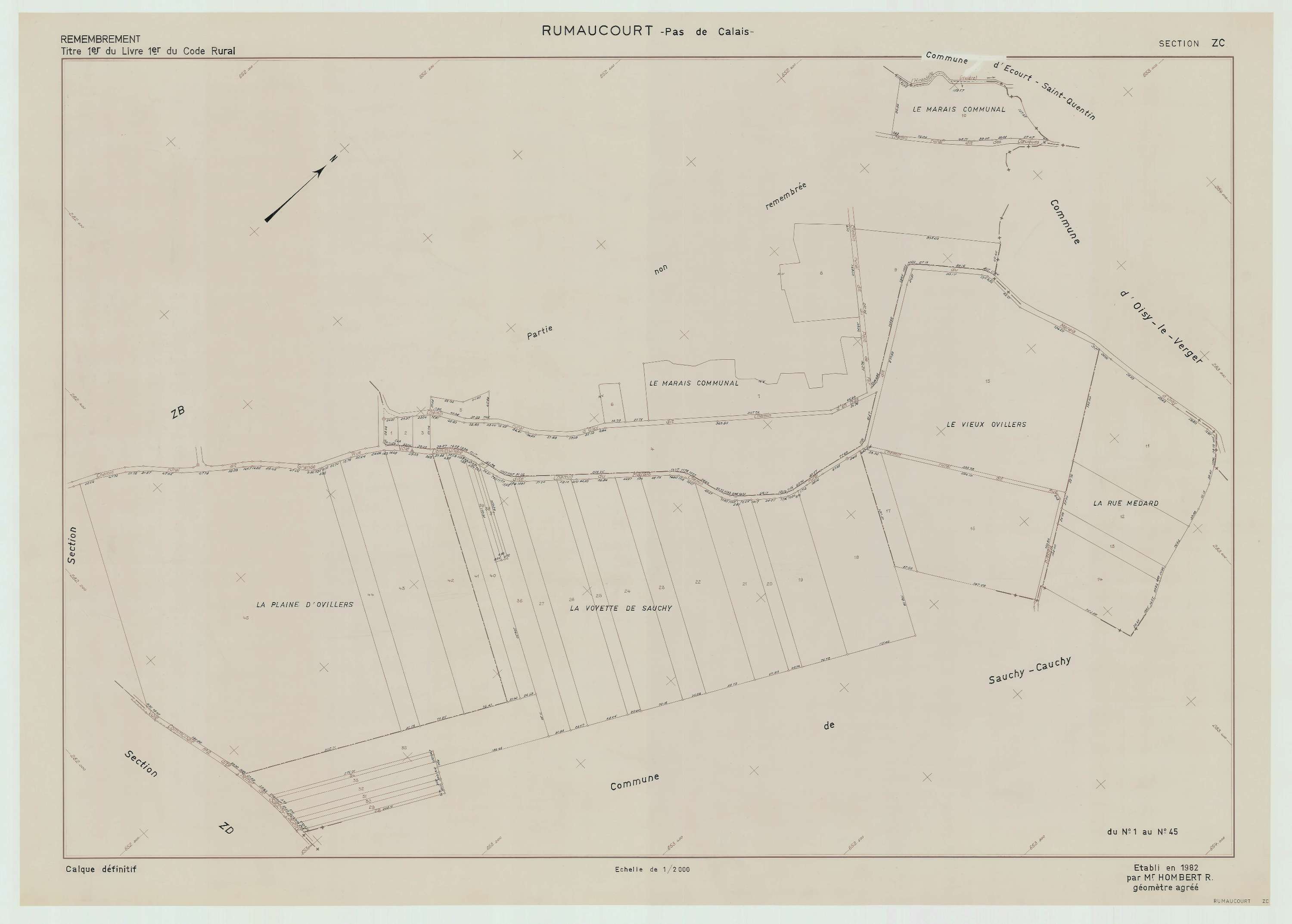 Rumaucourt - Plan de remembrement : section ZC.