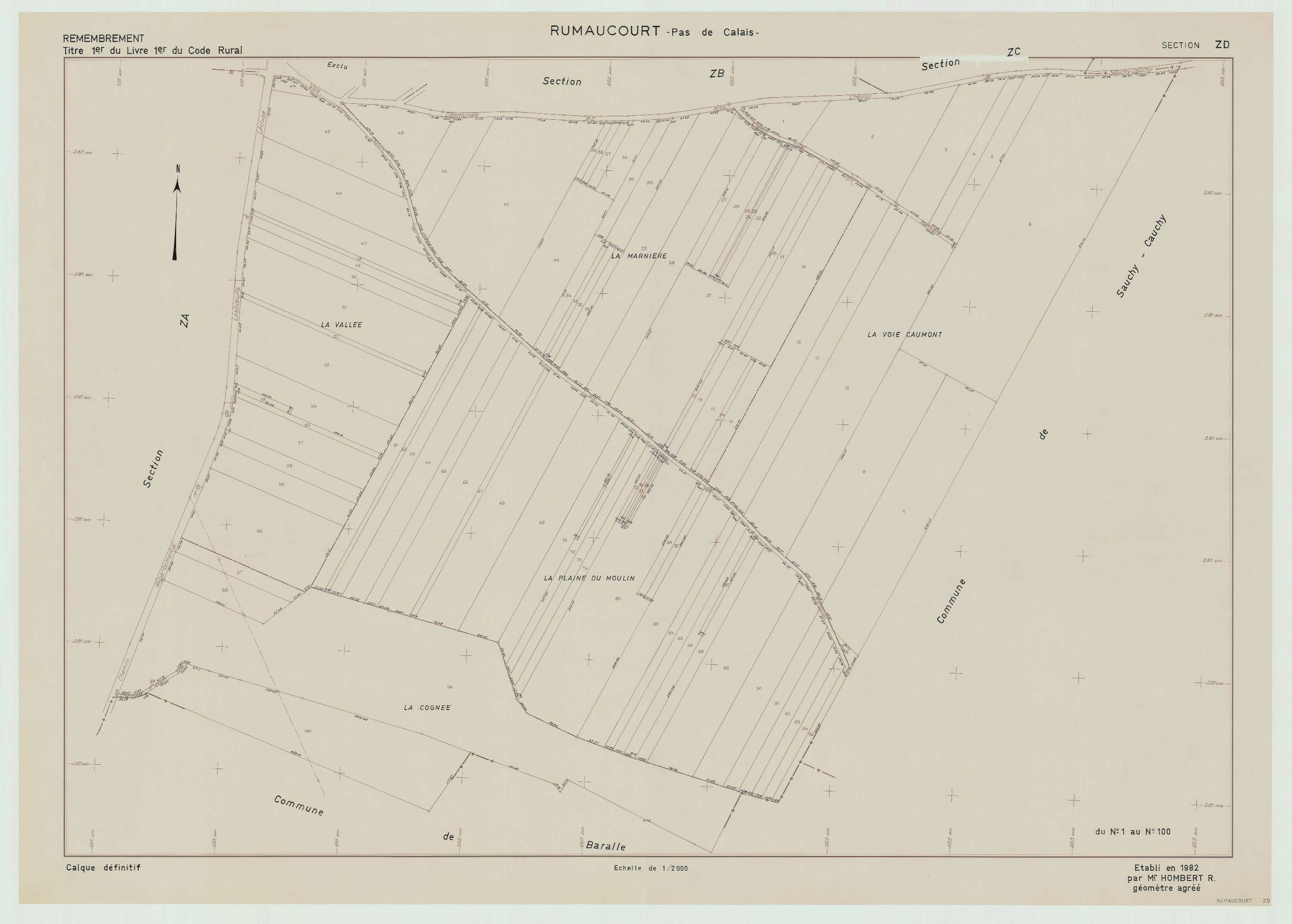 Rumaucourt - Plan de remembrement : section ZD.