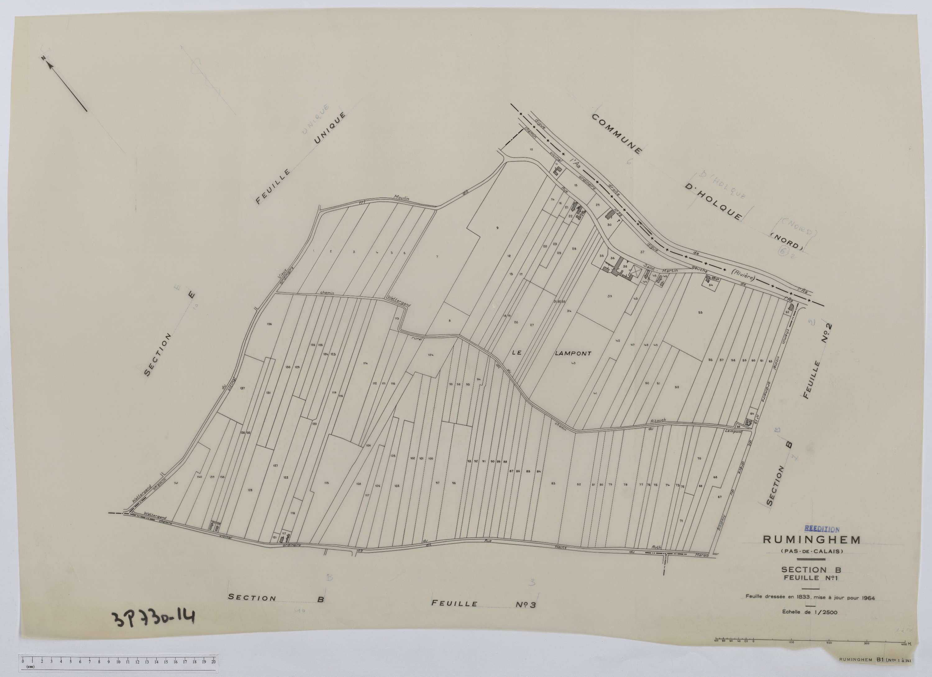Ruminghem - Section B, feuille 1.
