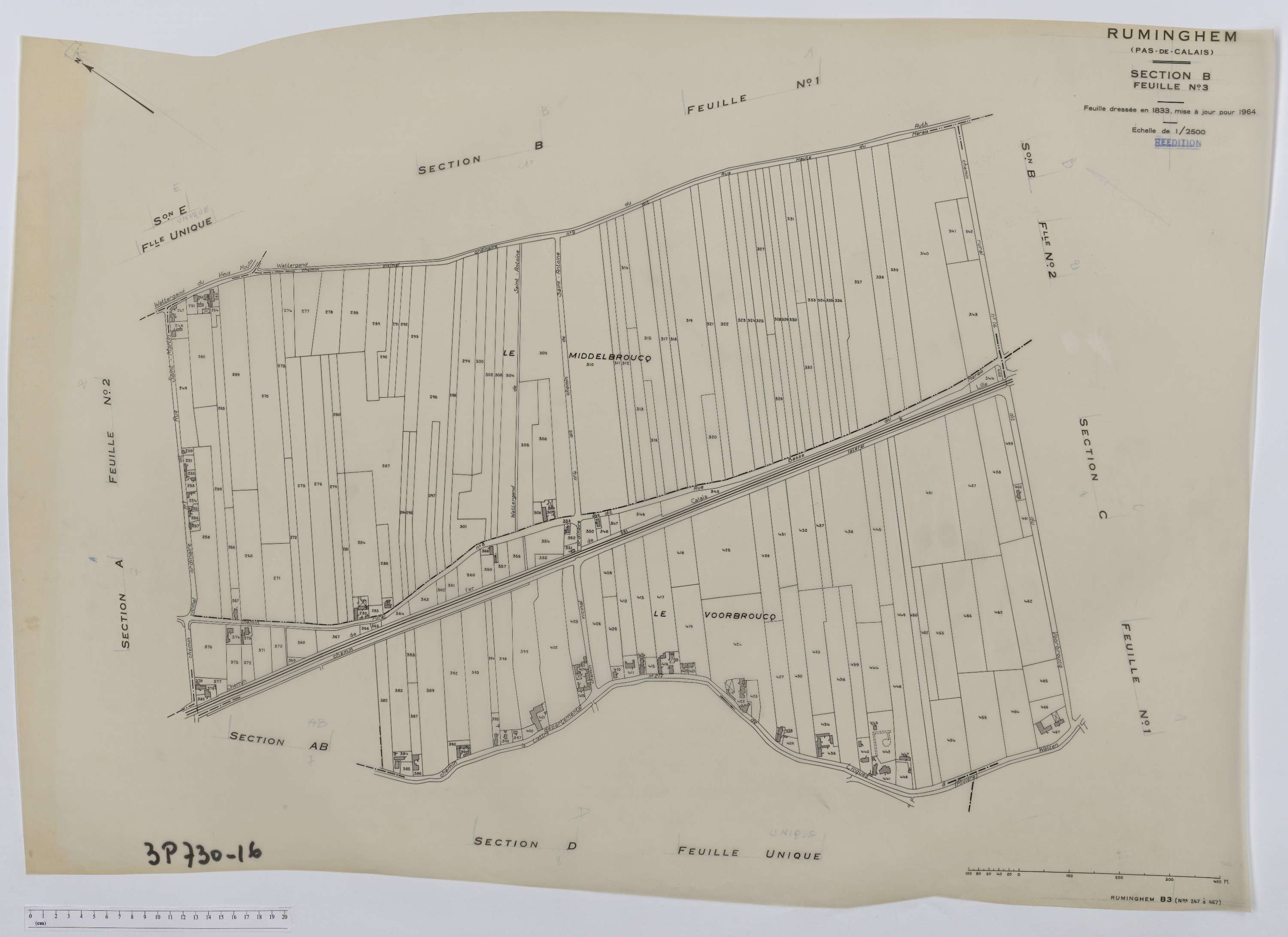 Ruminghem - Section B, feuille 3.