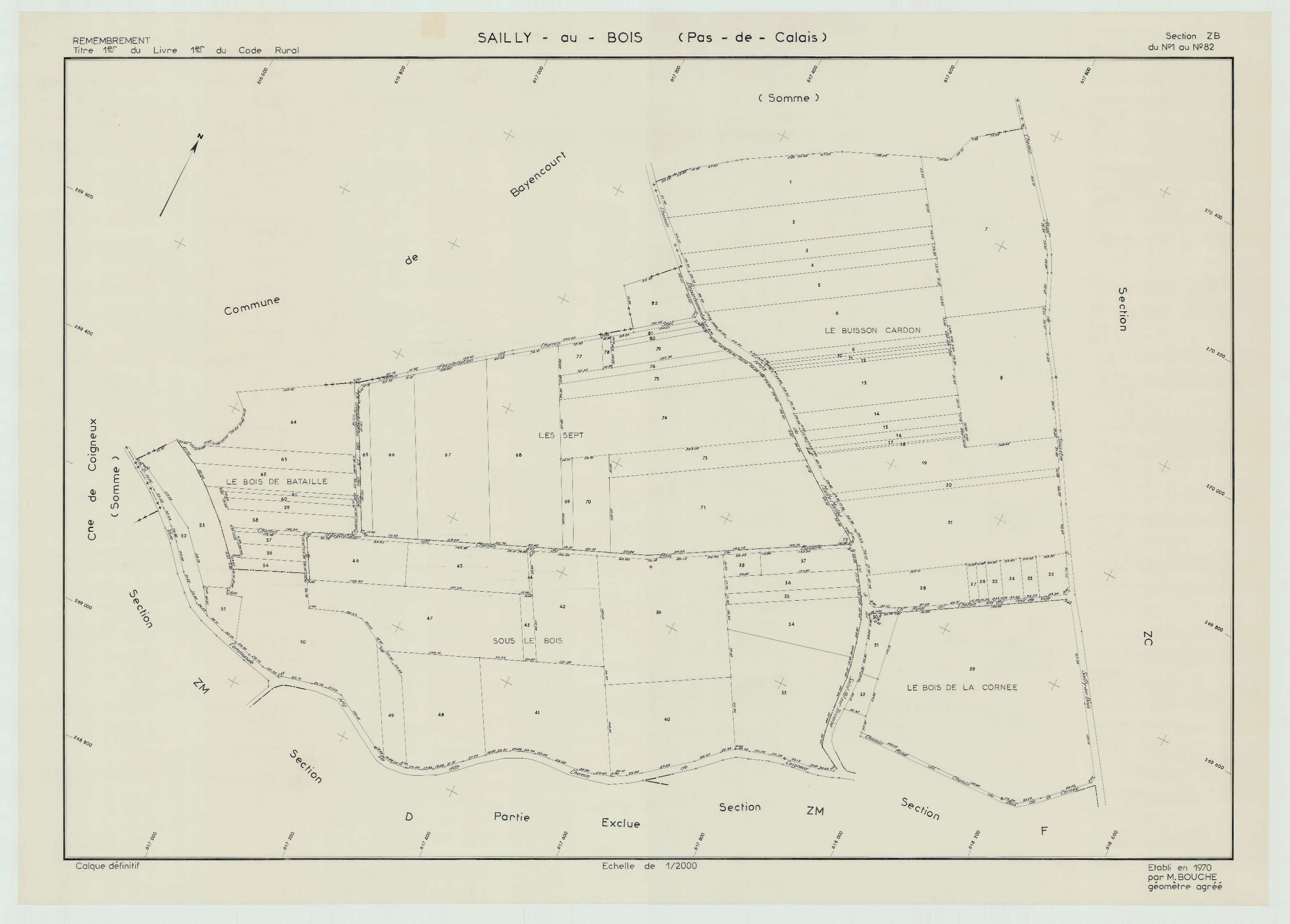 Sailly-au-Bois - Plan de remembrement : section ZB.