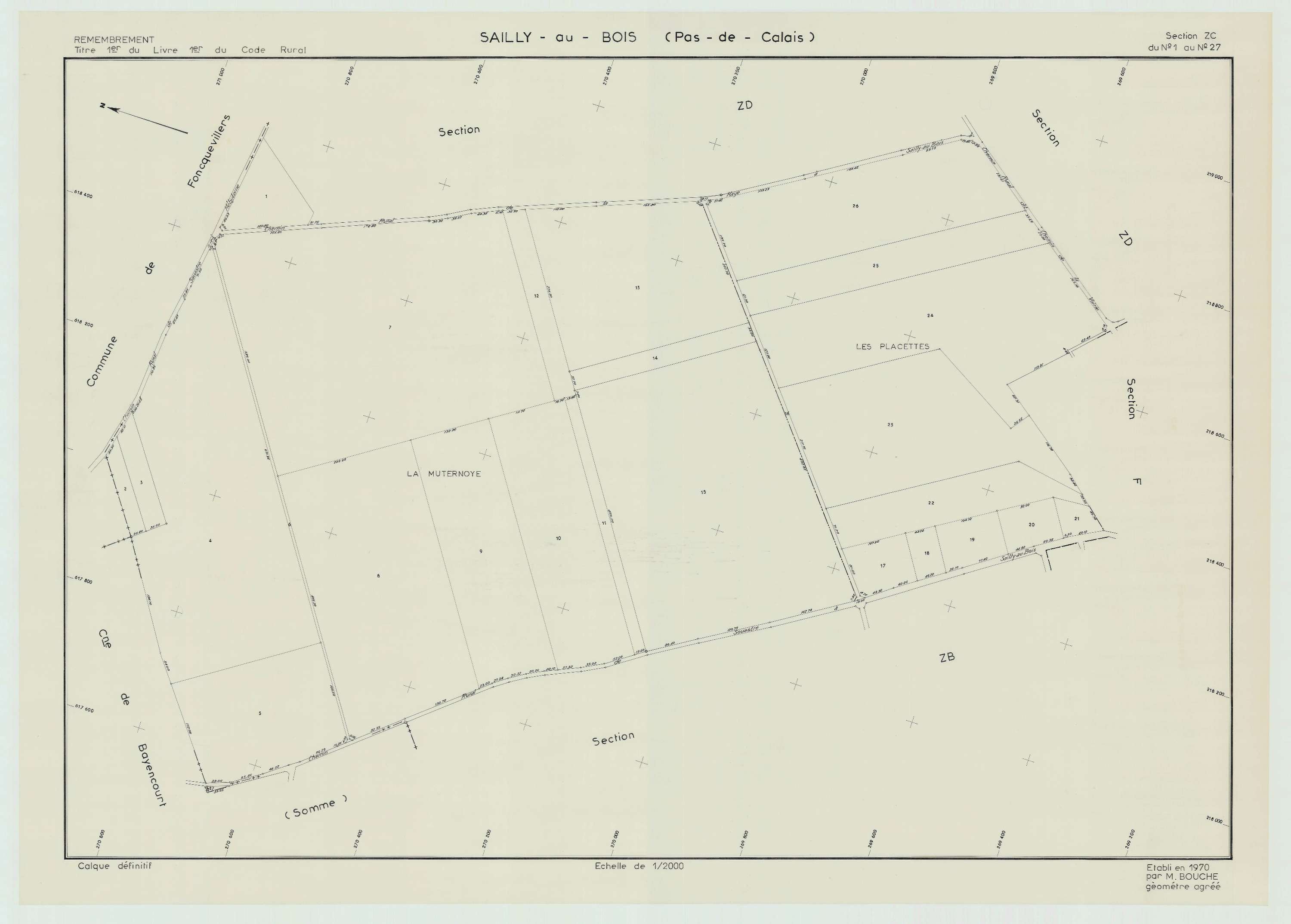 Sailly-au-Bois - Plan de remembrement : section ZC.