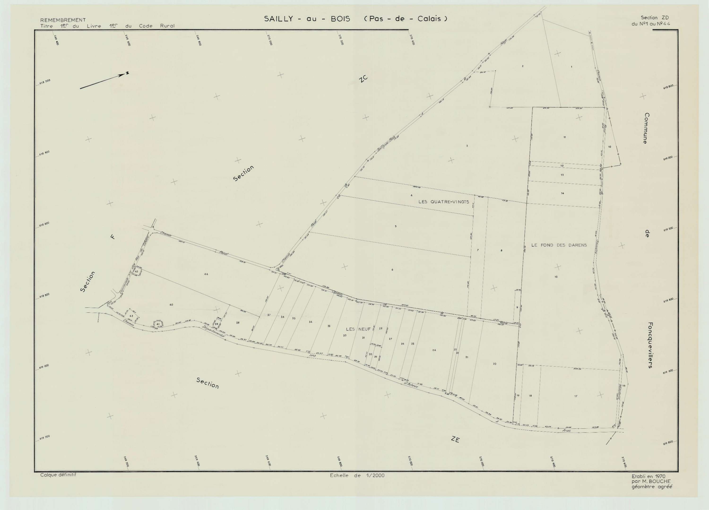 Sailly-au-Bois - Plan de remembrement : section ZD.