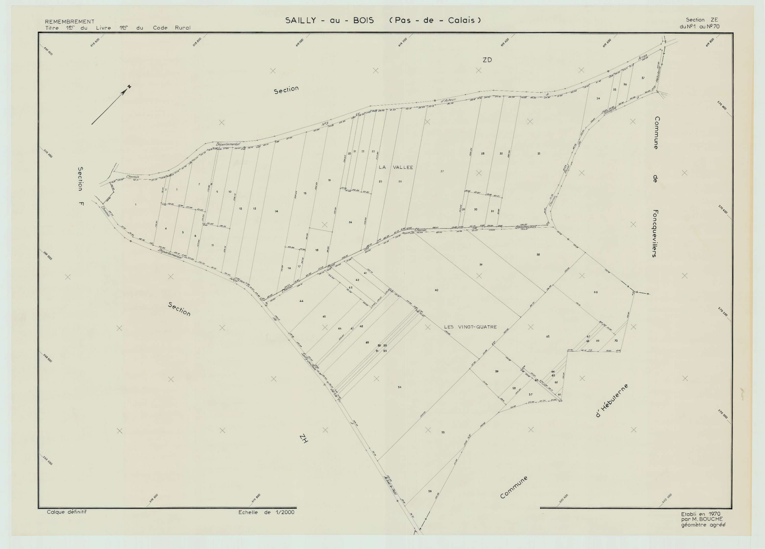 Sailly-au-Bois - Plan de remembrement : section ZE.