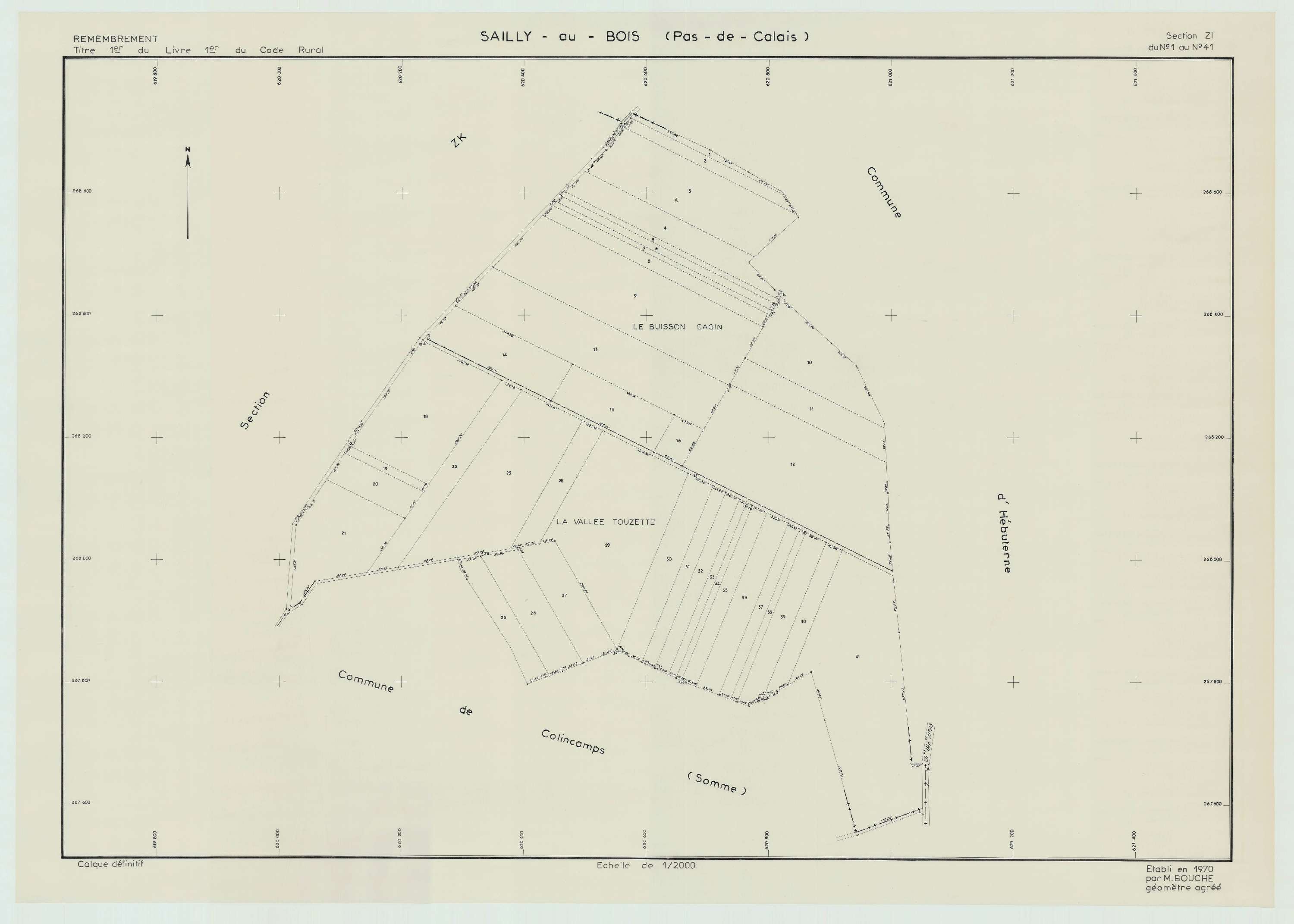 Sailly-au-Bois - Plan de remembrement : section ZI.