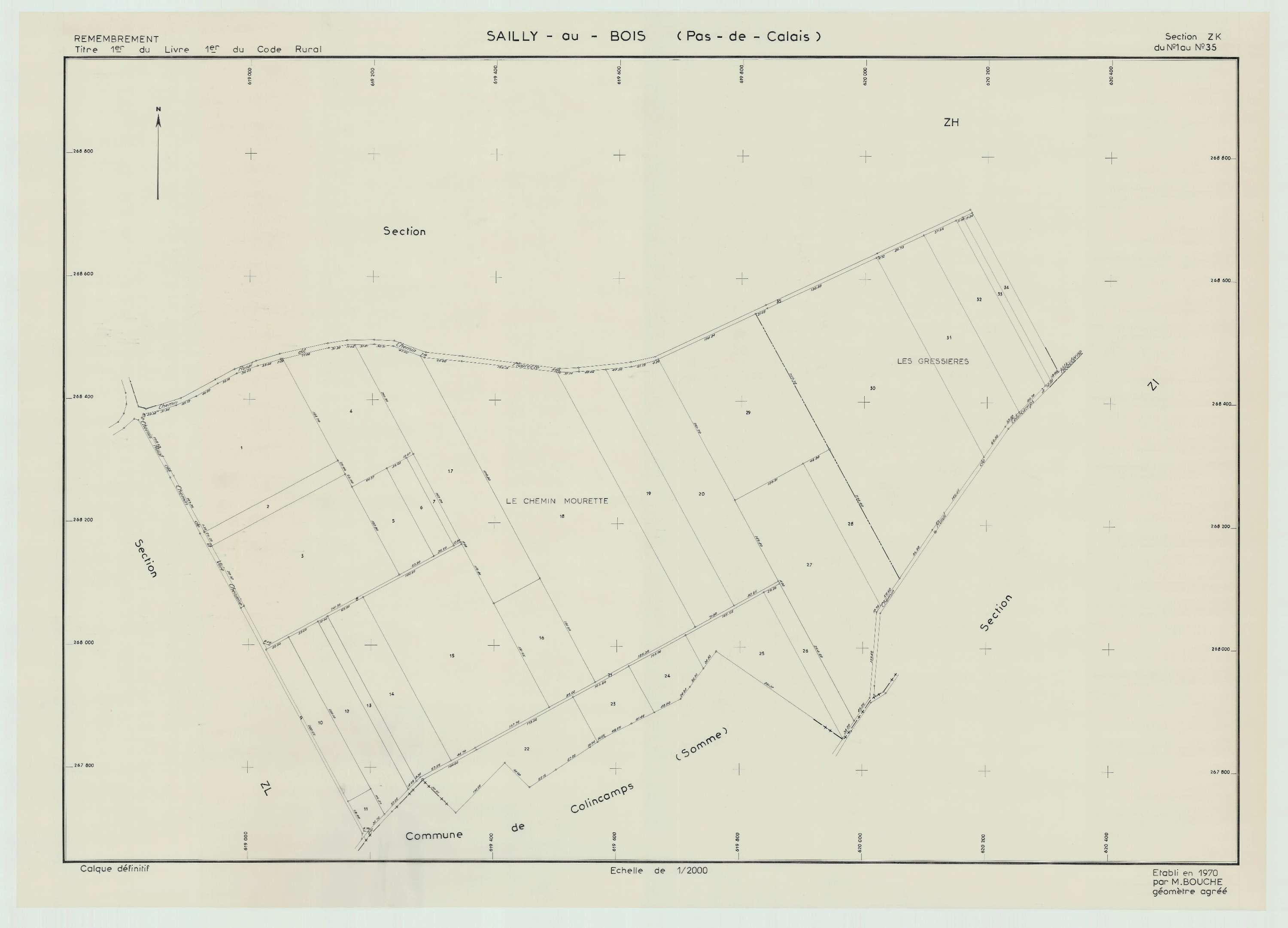 Sailly-au-Bois - Plan de remembrement : section ZK.