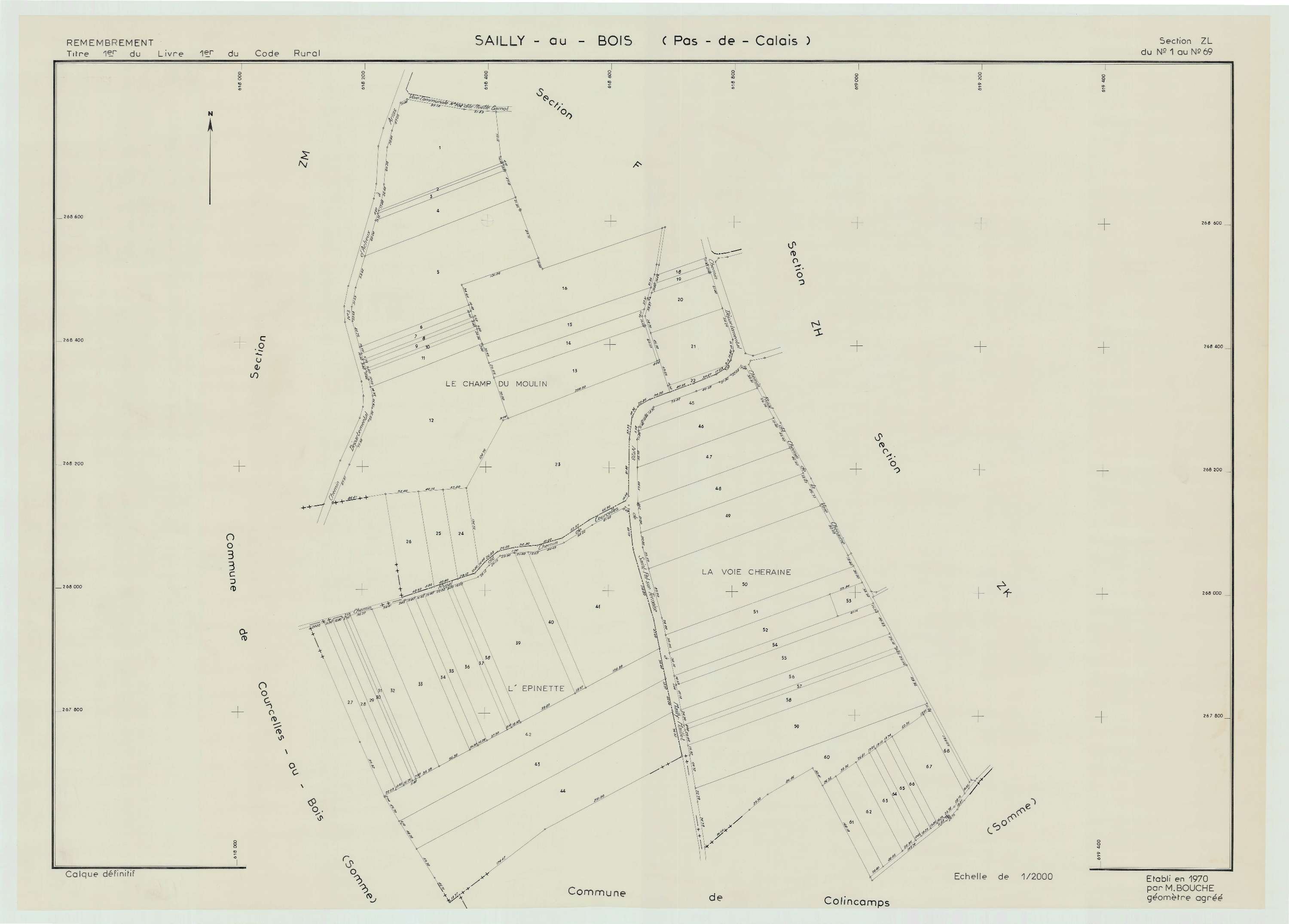Sailly-au-Bois - Plan de remembrement : section ZL.