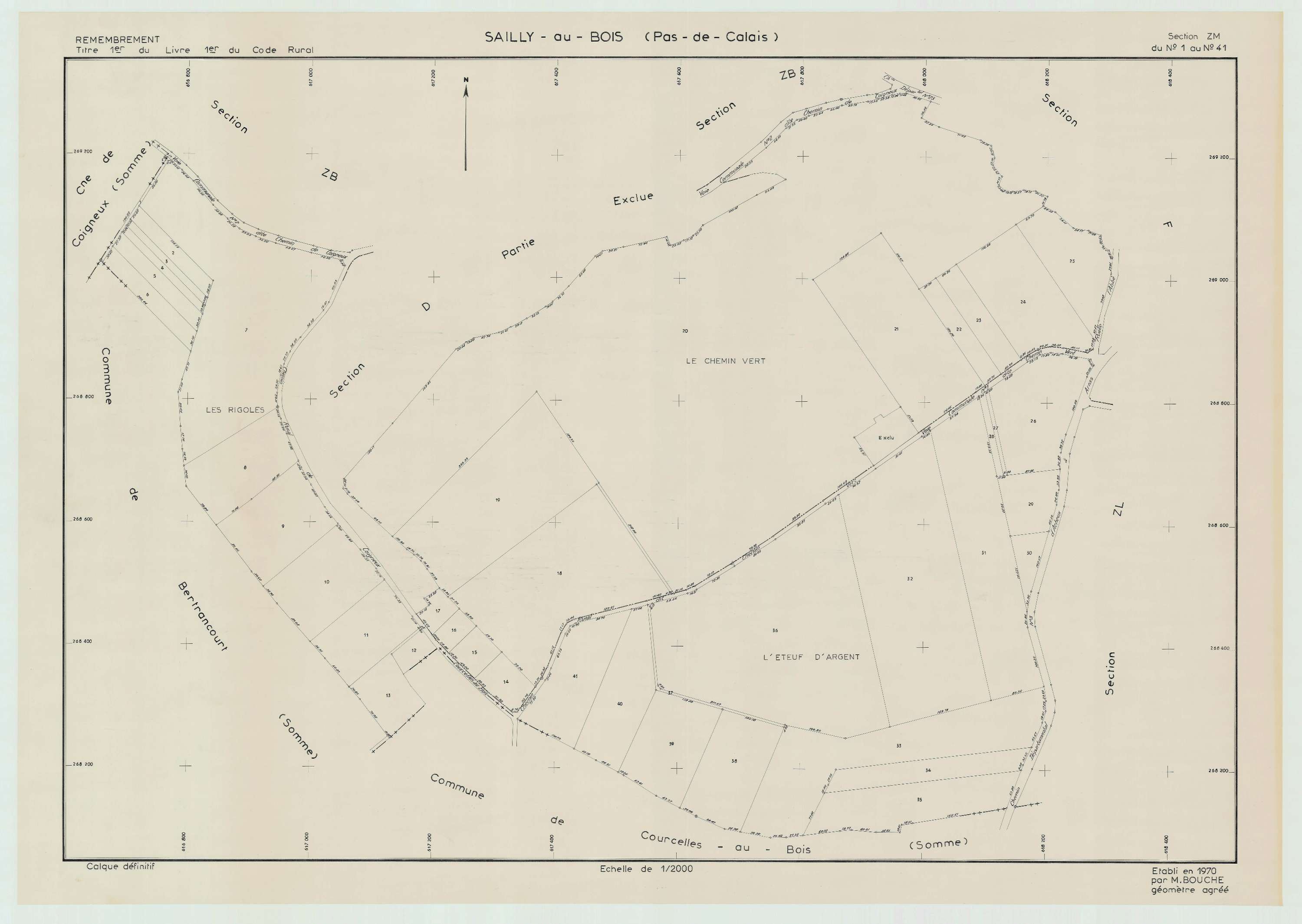Sailly-au-Bois - Plan de remembrement : section ZM.