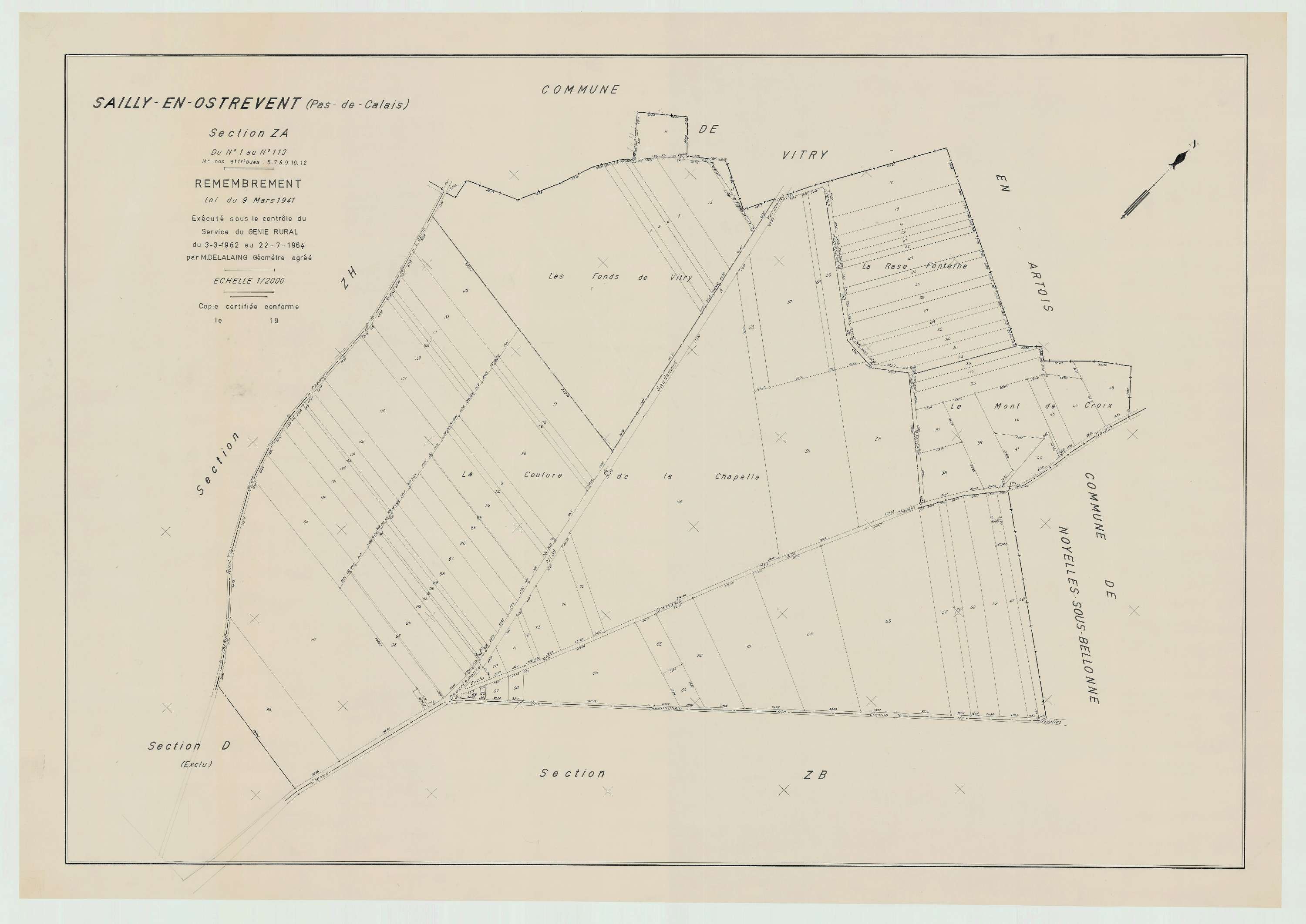 Sailly-en-Ostrevent - Plan de remembrement : section ZA.