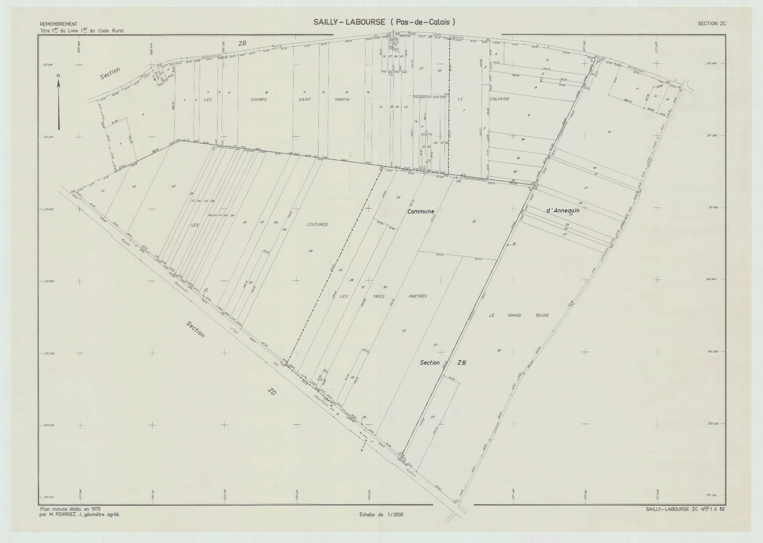 Sailly-Labourse - Plan de remembrement : section ZC.