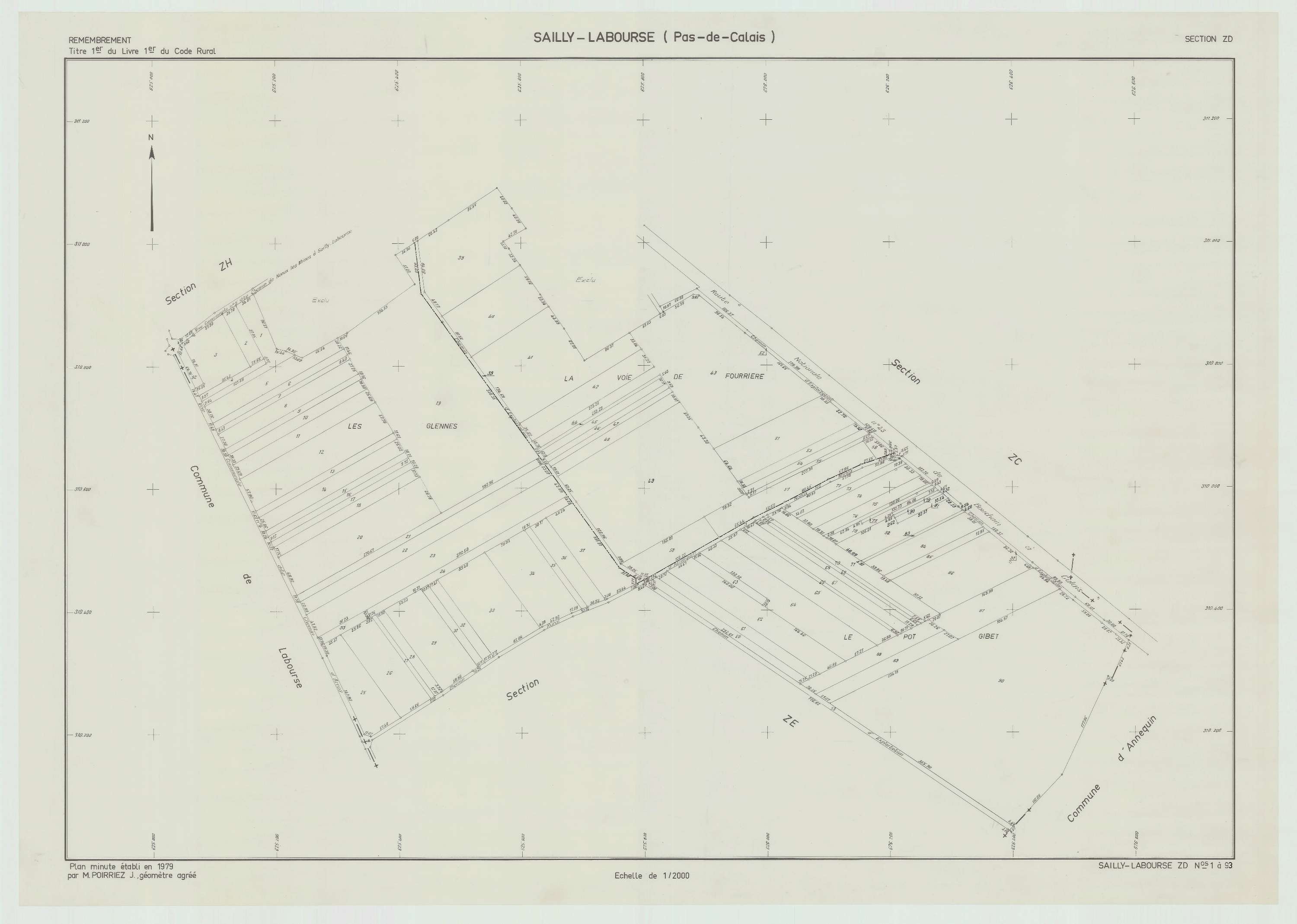 Sailly-Labourse - Plan de remembrement : section ZD.
