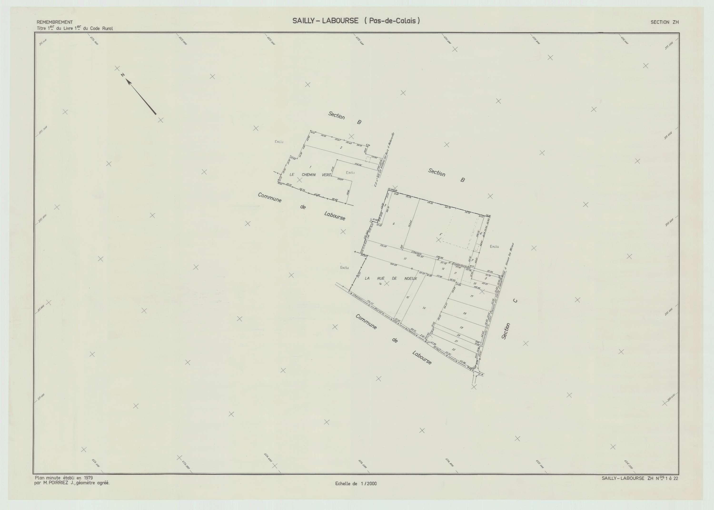 Sailly-Labourse - Plan de remembrement : section ZH.