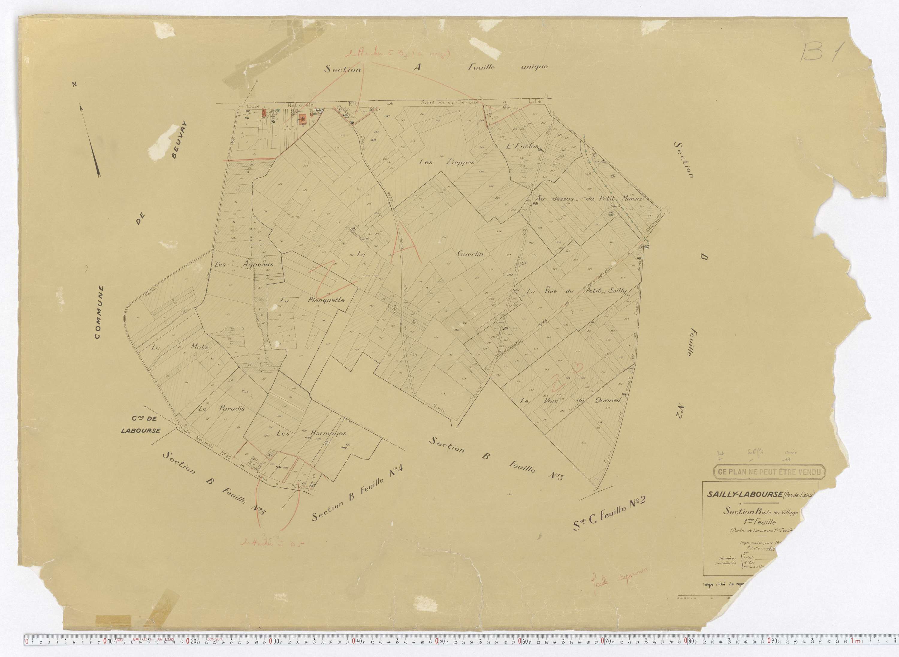 Sailly-Labourse - Section B, feuille 1.