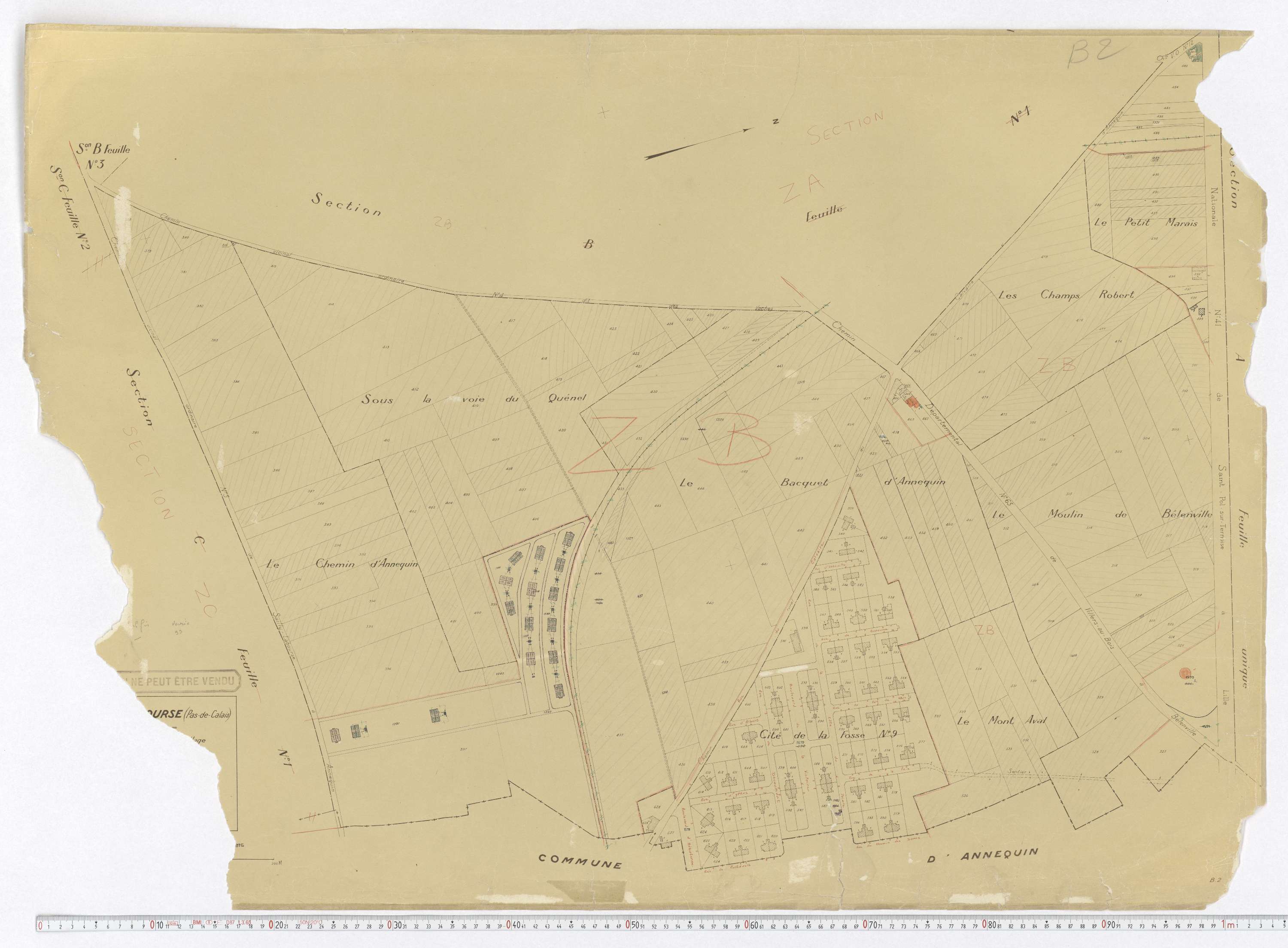 Sailly-Labourse - Section B, feuille 2.