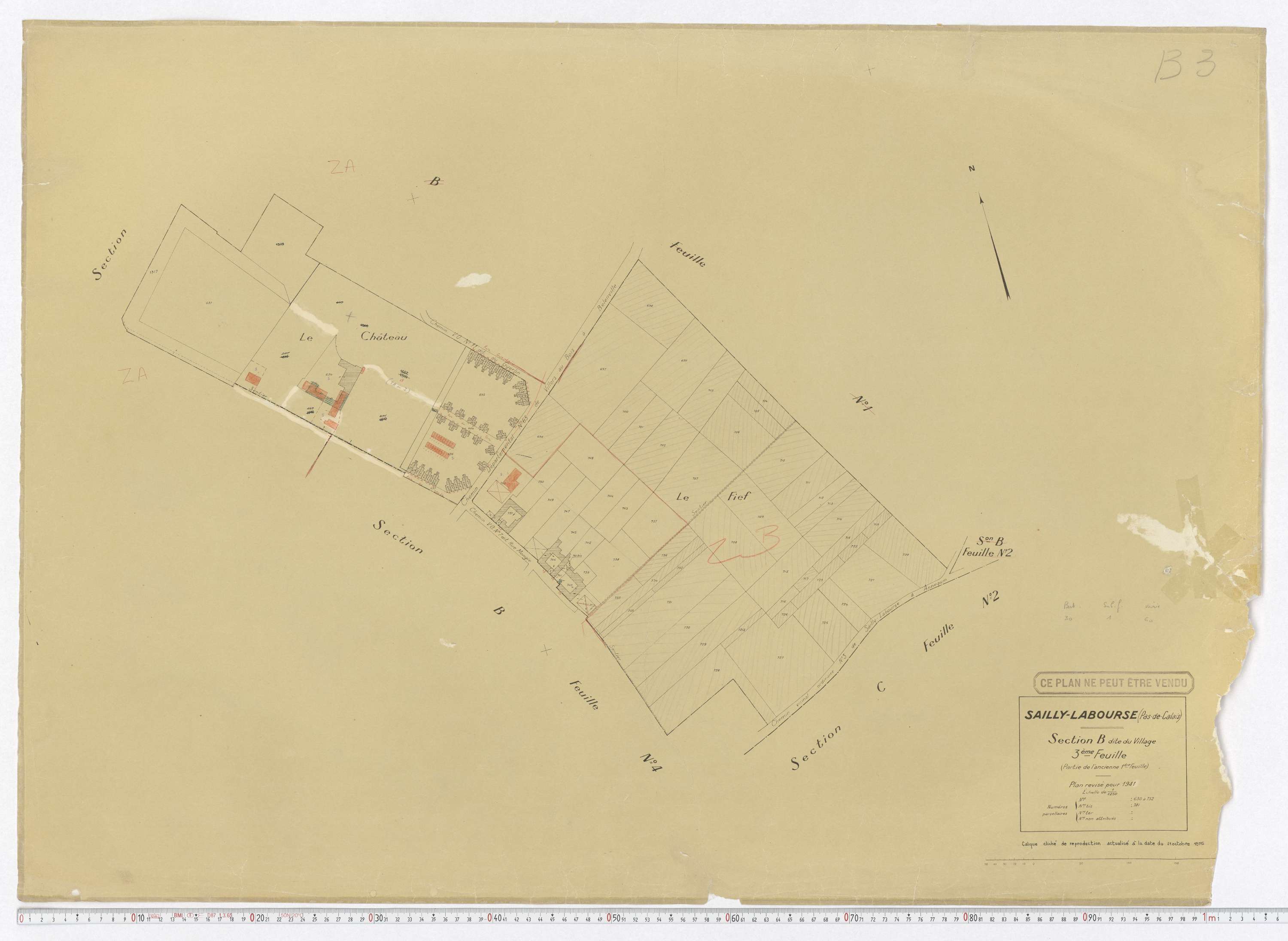 Sailly-Labourse - Section B, feuille 3.