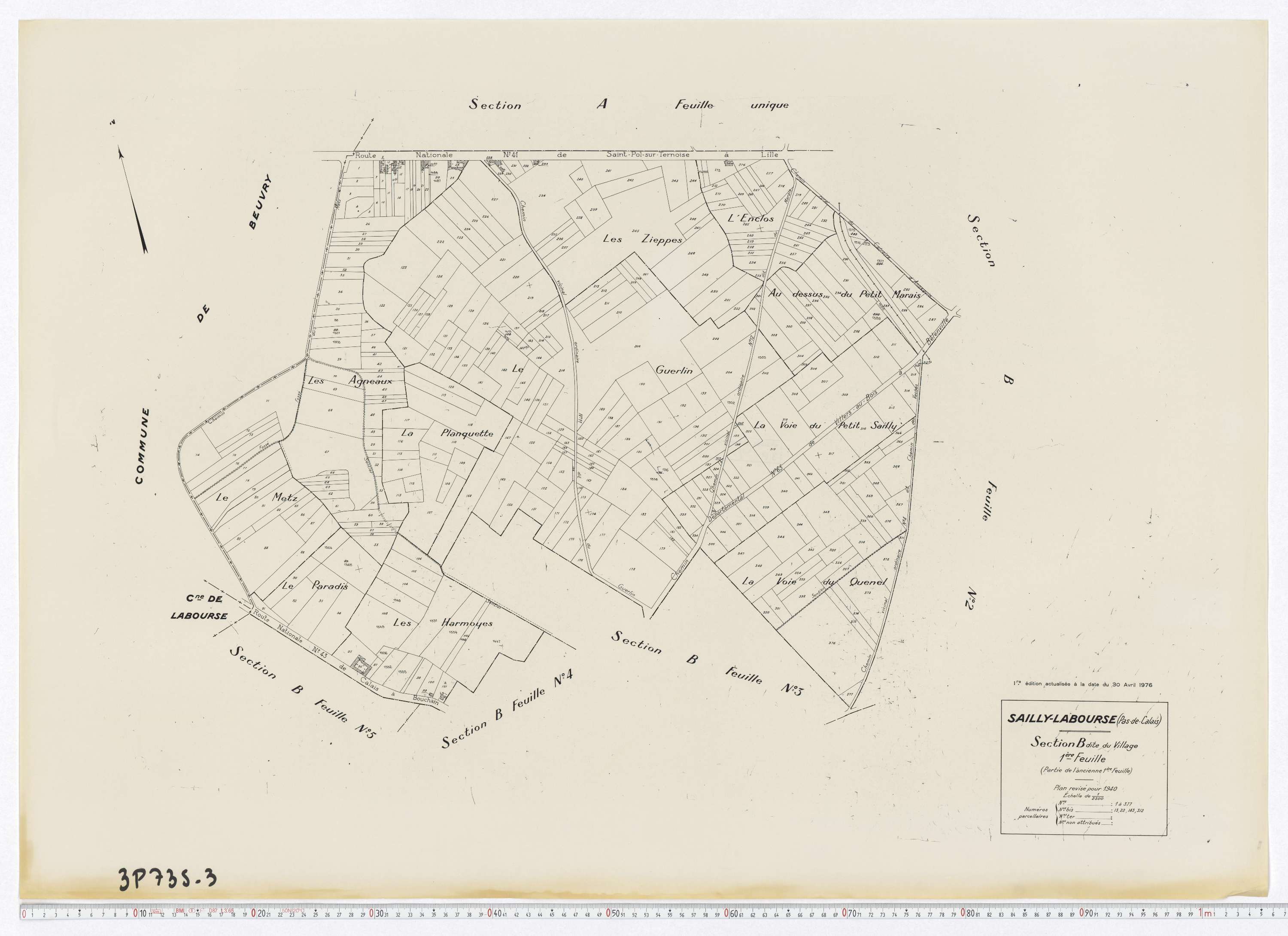 Sailly-Labourse - Section B, feuille 1.