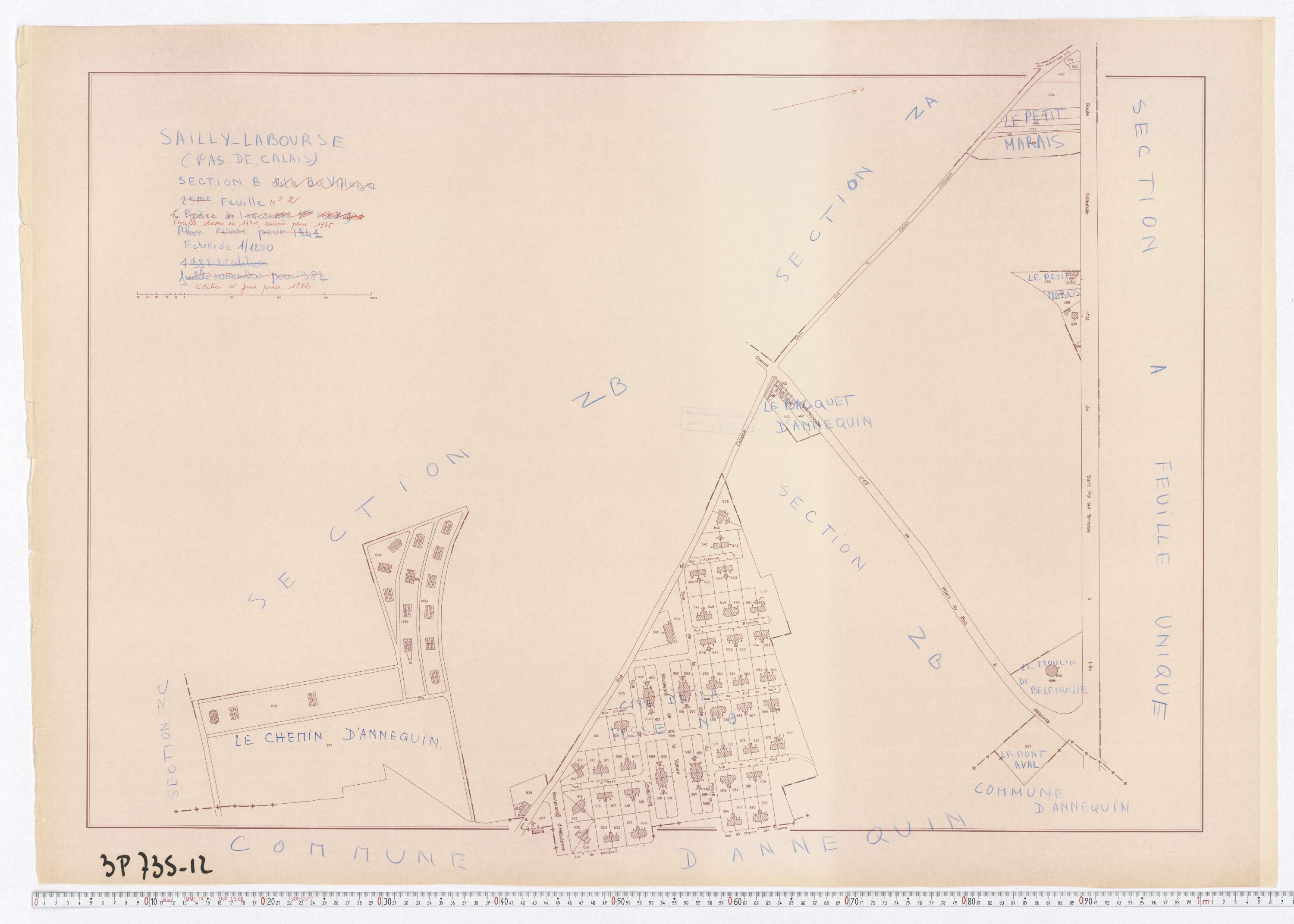 Sailly-Labourse - Section B, feuille 2.