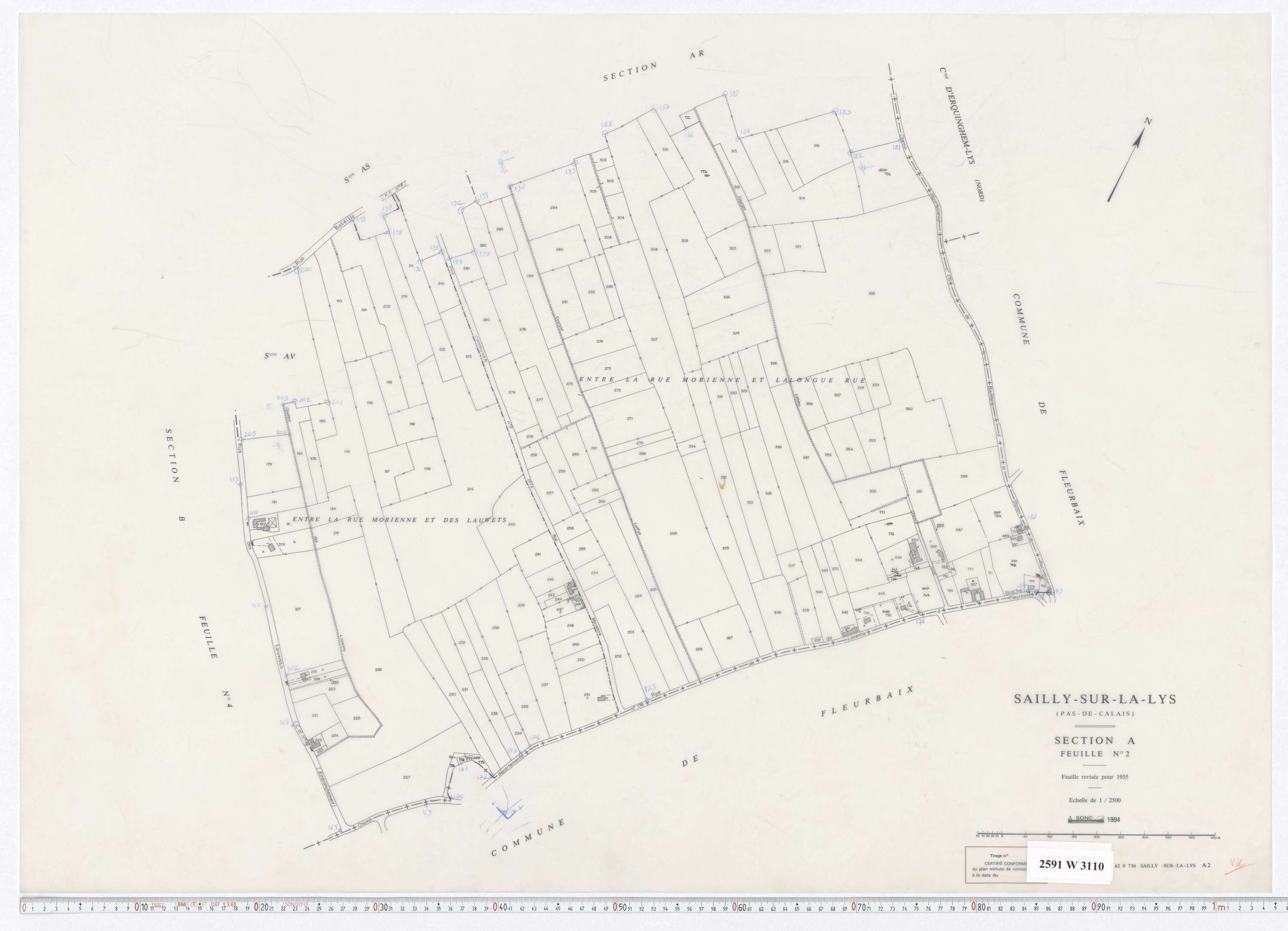 Sailly-sur-la-Lys - Section A, feuille 2.