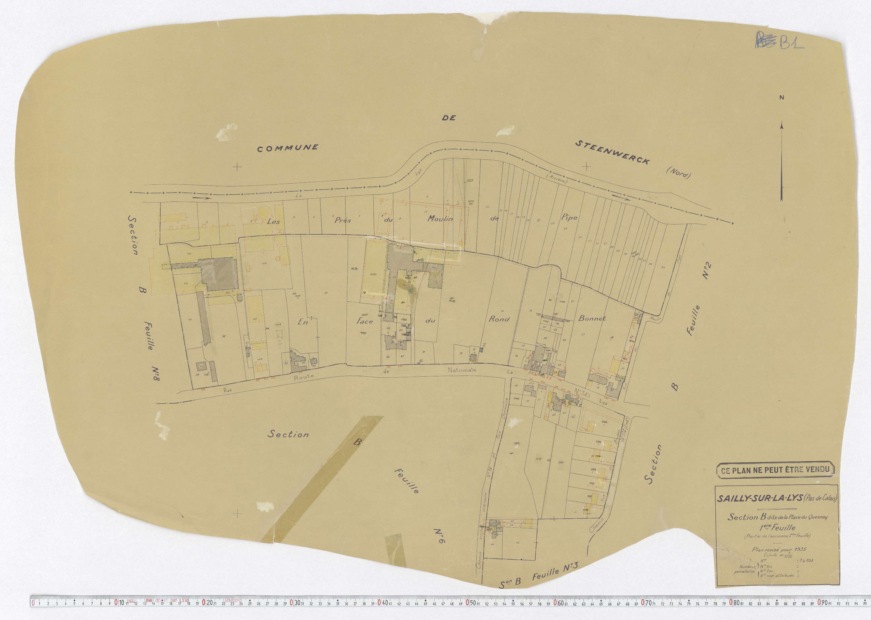 Sailly-sur-la-Lys - Section B, feuille 1.