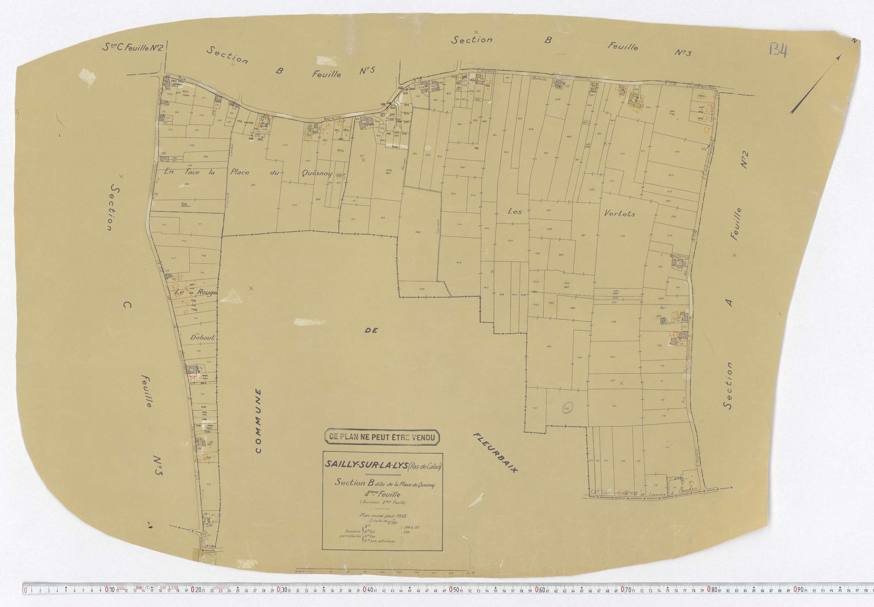 Sailly-sur-la-Lys - Section B, feuille 4.
