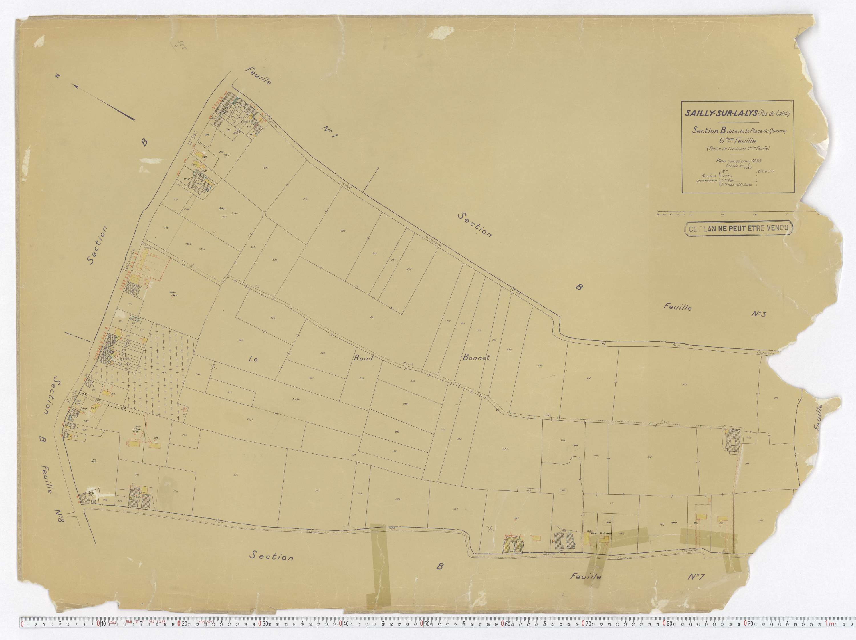 Sailly-sur-la-Lys - Section B, feuille 6.