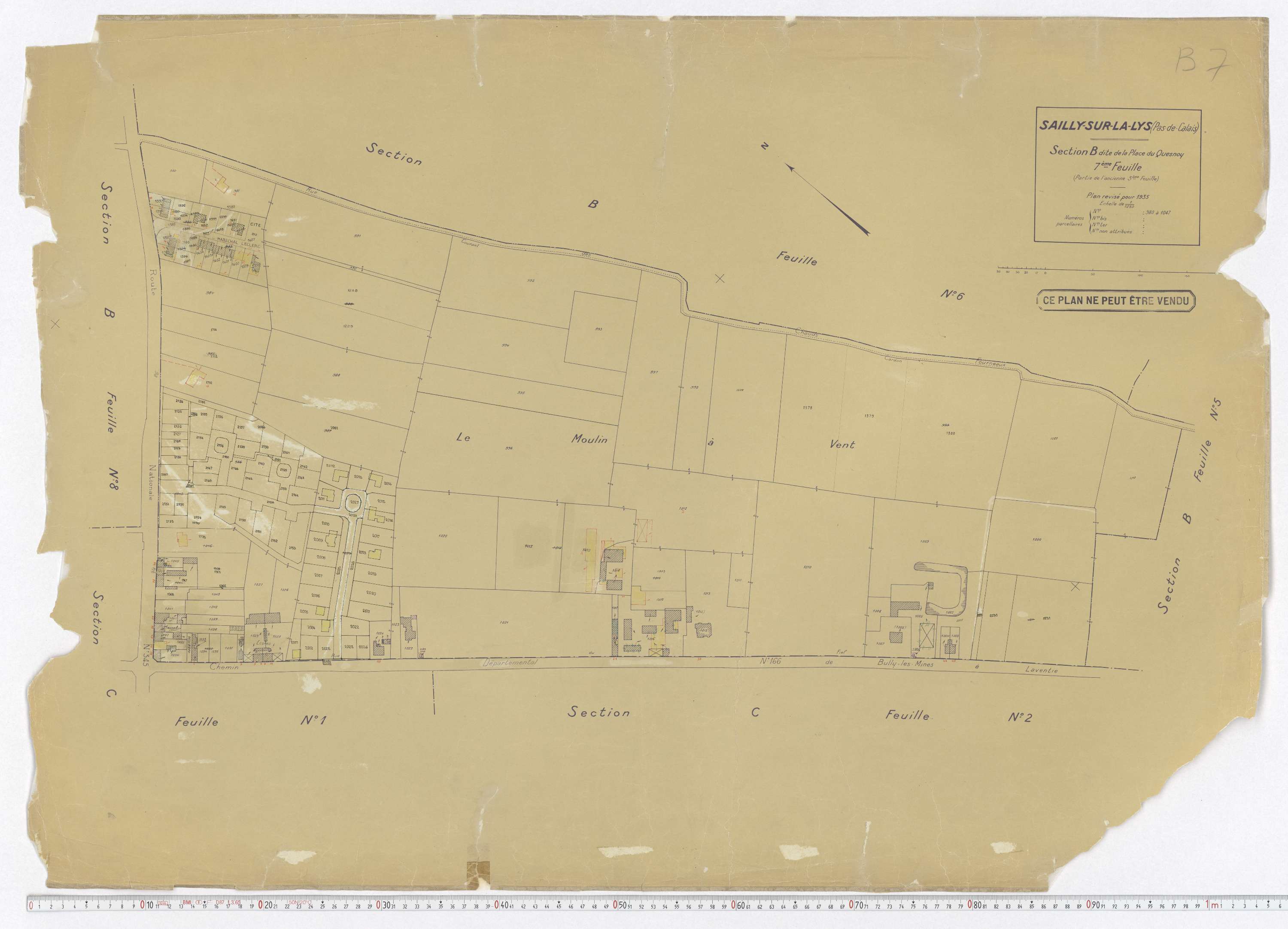 Sailly-sur-la-Lys - Section B, feuille 7.