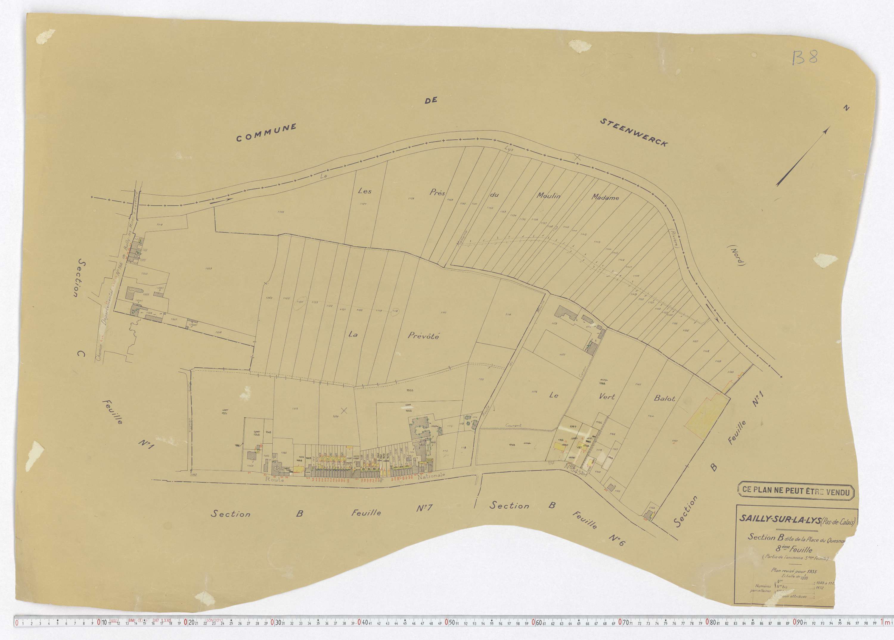 Sailly-sur-la-Lys - Section B, feuille 8.