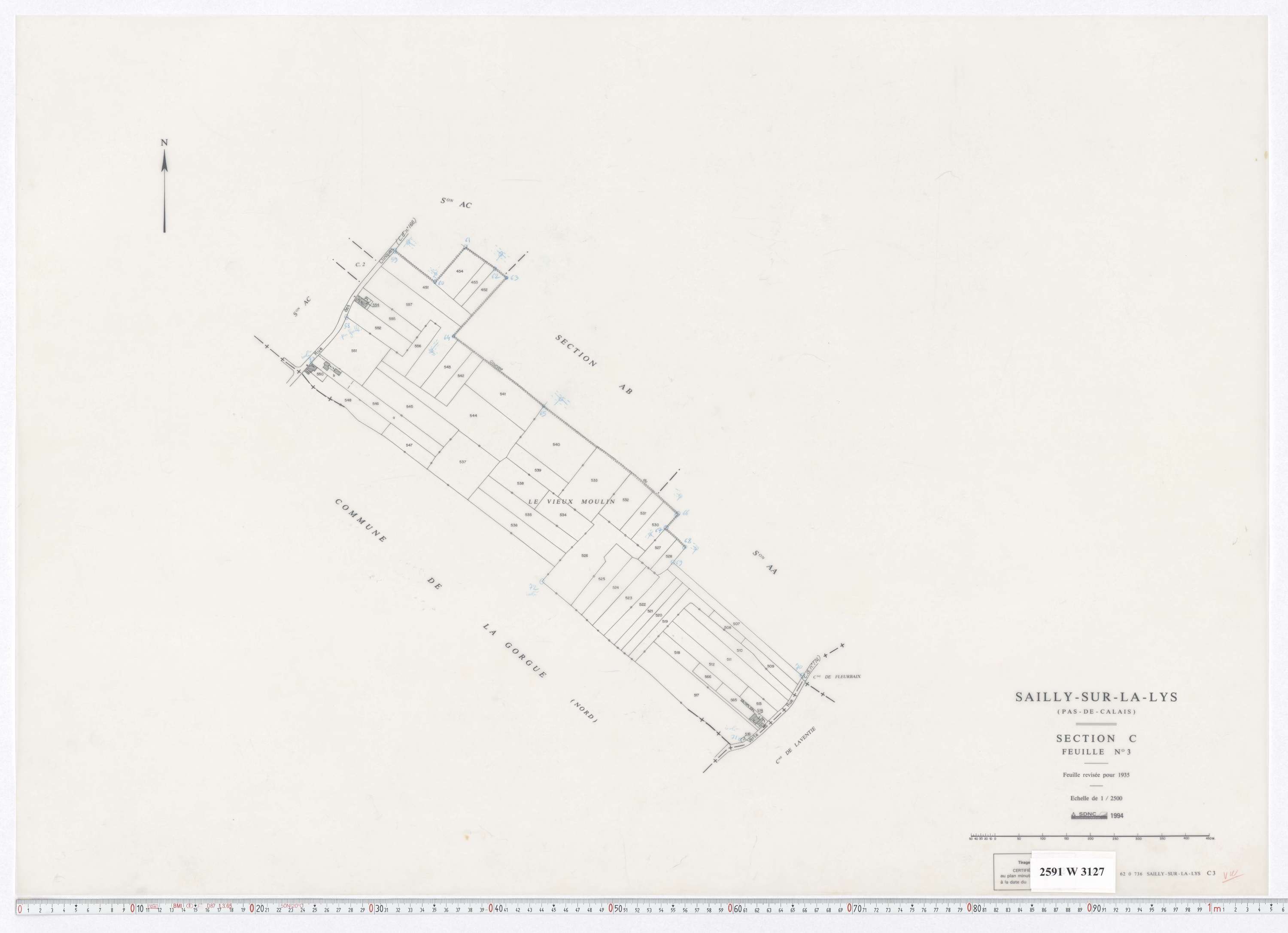 Sailly-sur-la-Lys - Section C, feuille 3.