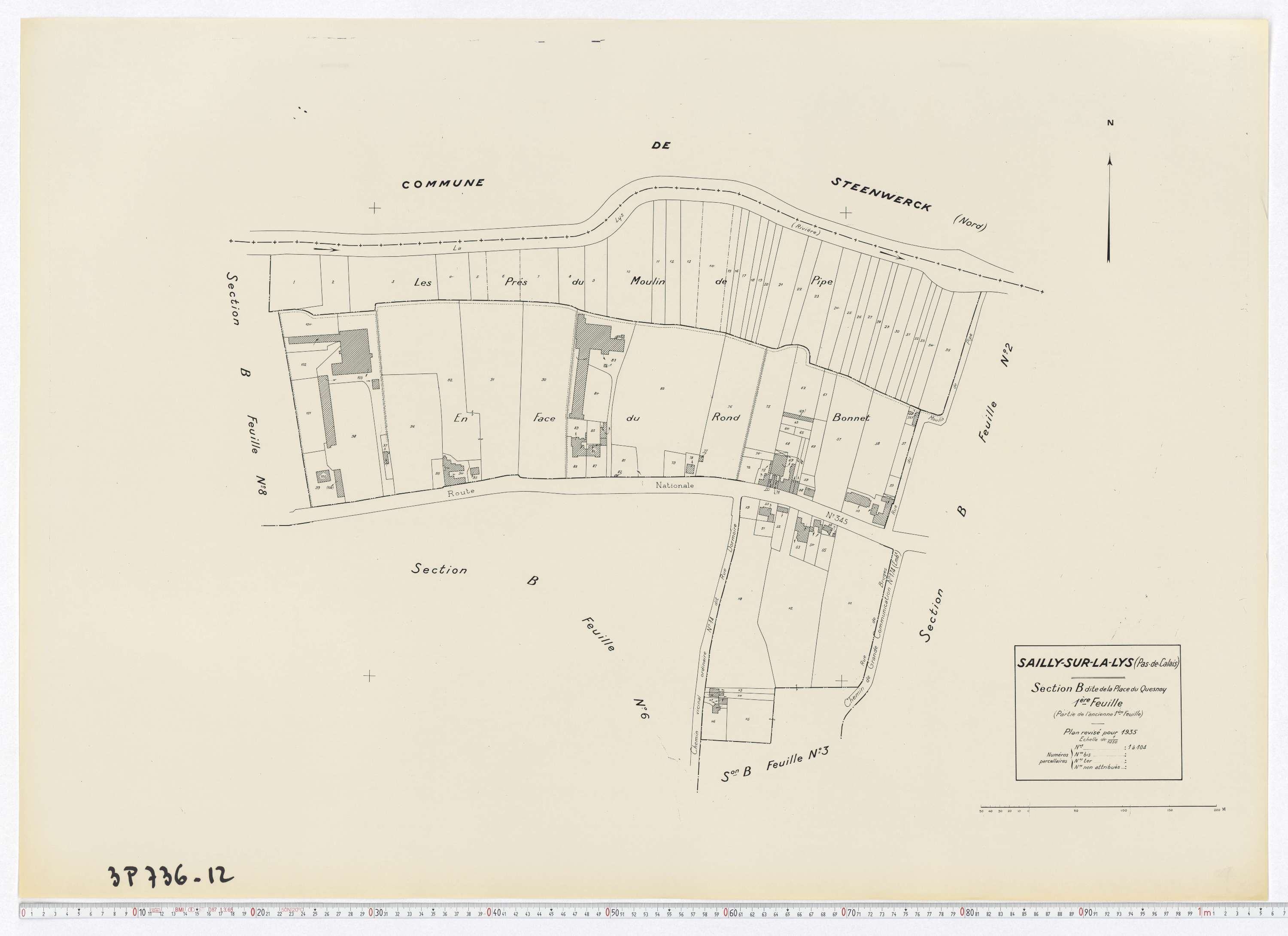 Sailly-sur-la-Lys - Section B, feuille 1.