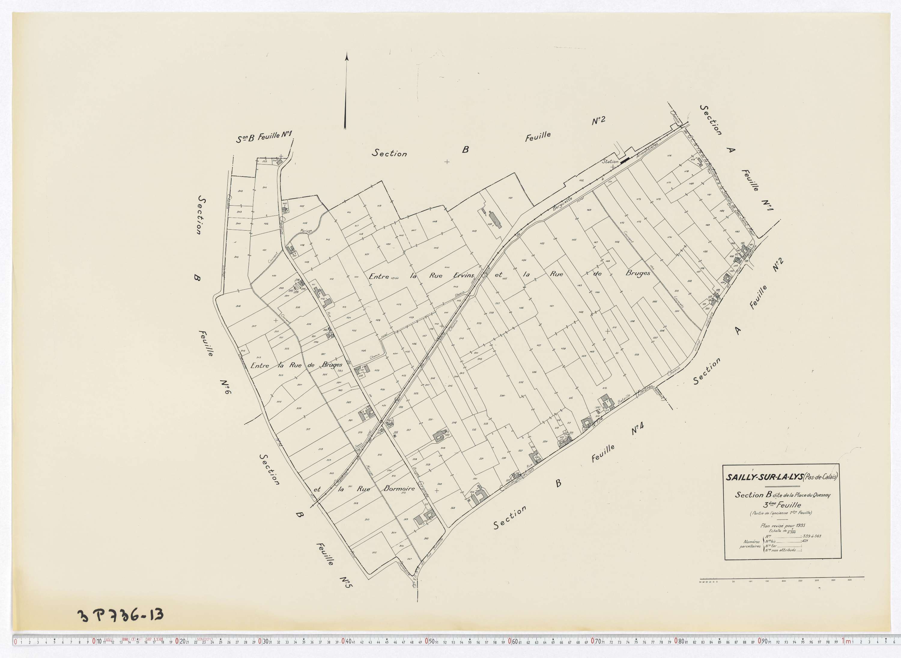Sailly-sur-la-Lys - Section B, feuille 3.