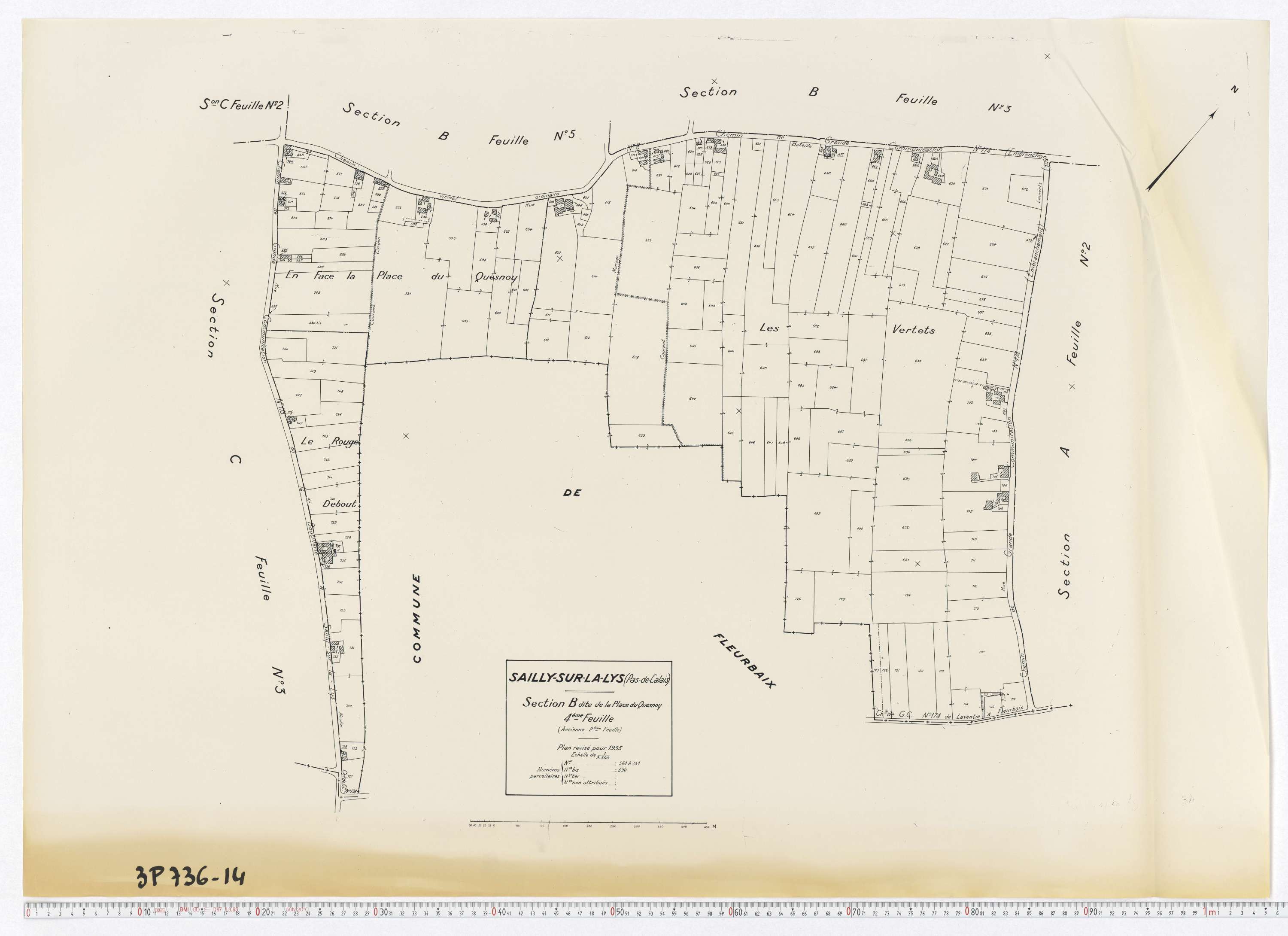Sailly-sur-la-Lys - Section B, feuille 4.