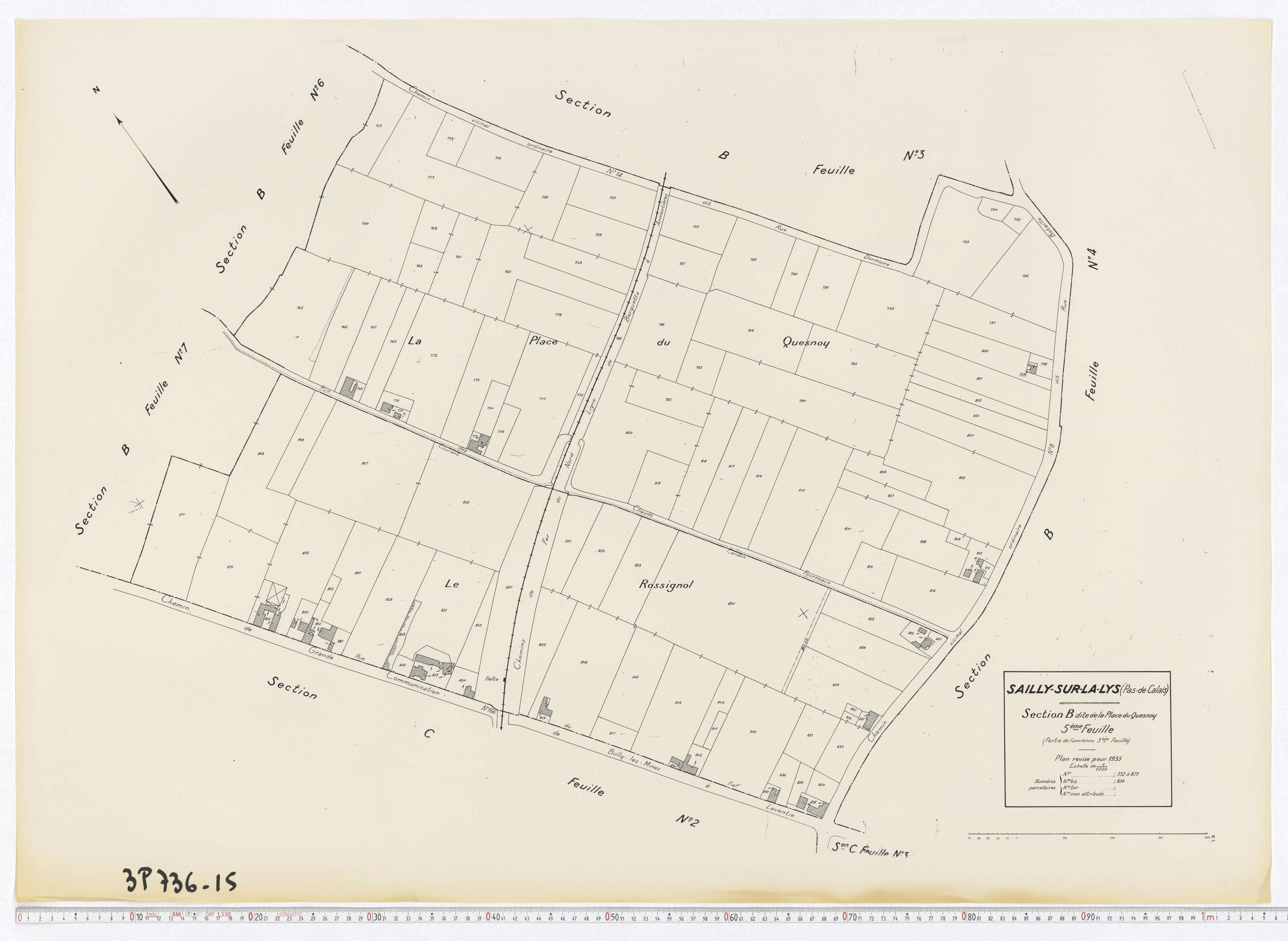 Sailly-sur-la-Lys - Section B, feuille 5.