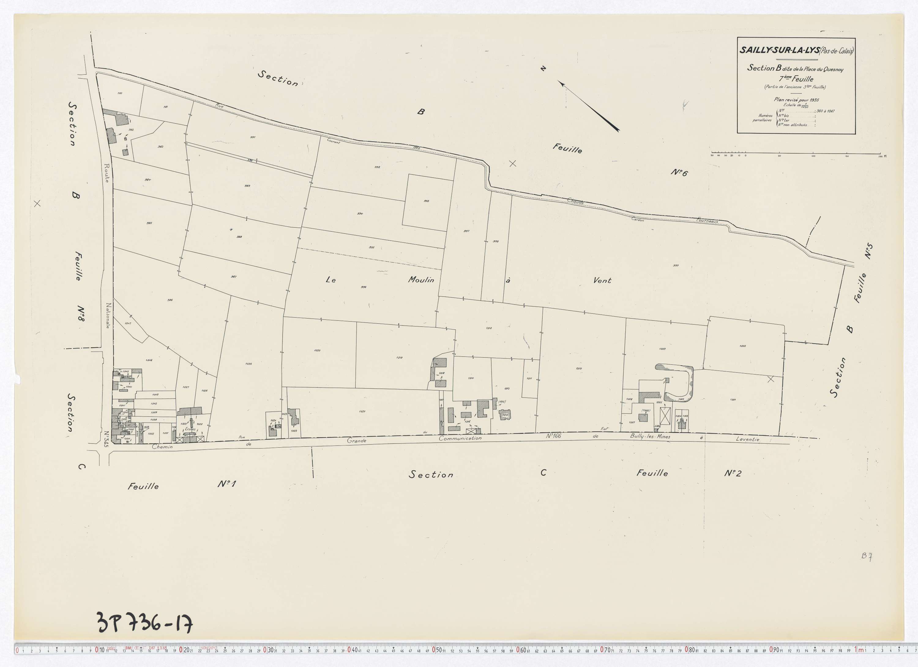 Sailly-sur-la-Lys - Section B, feuille 7.