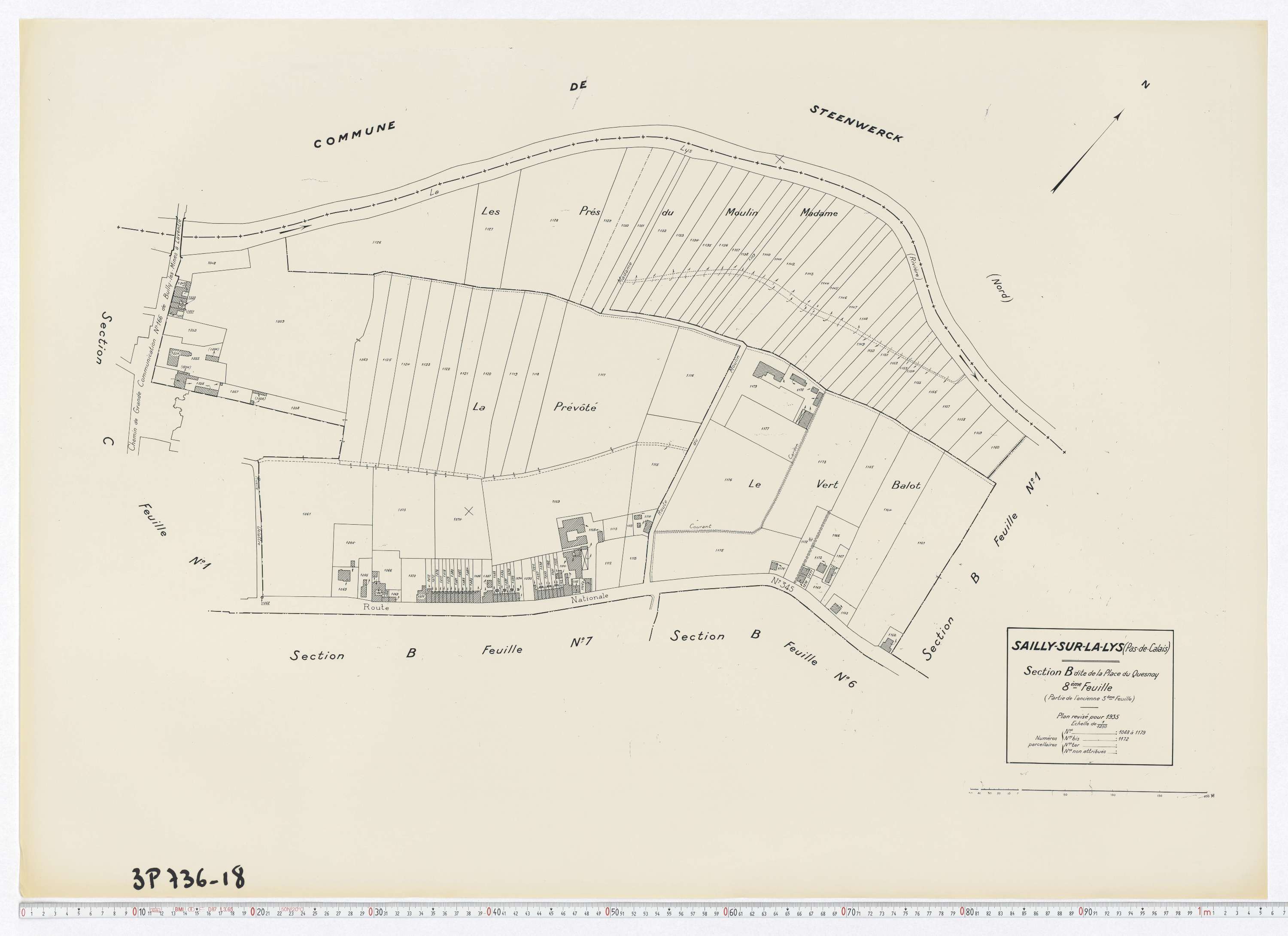 Sailly-sur-la-Lys - Section B, feuille 8.