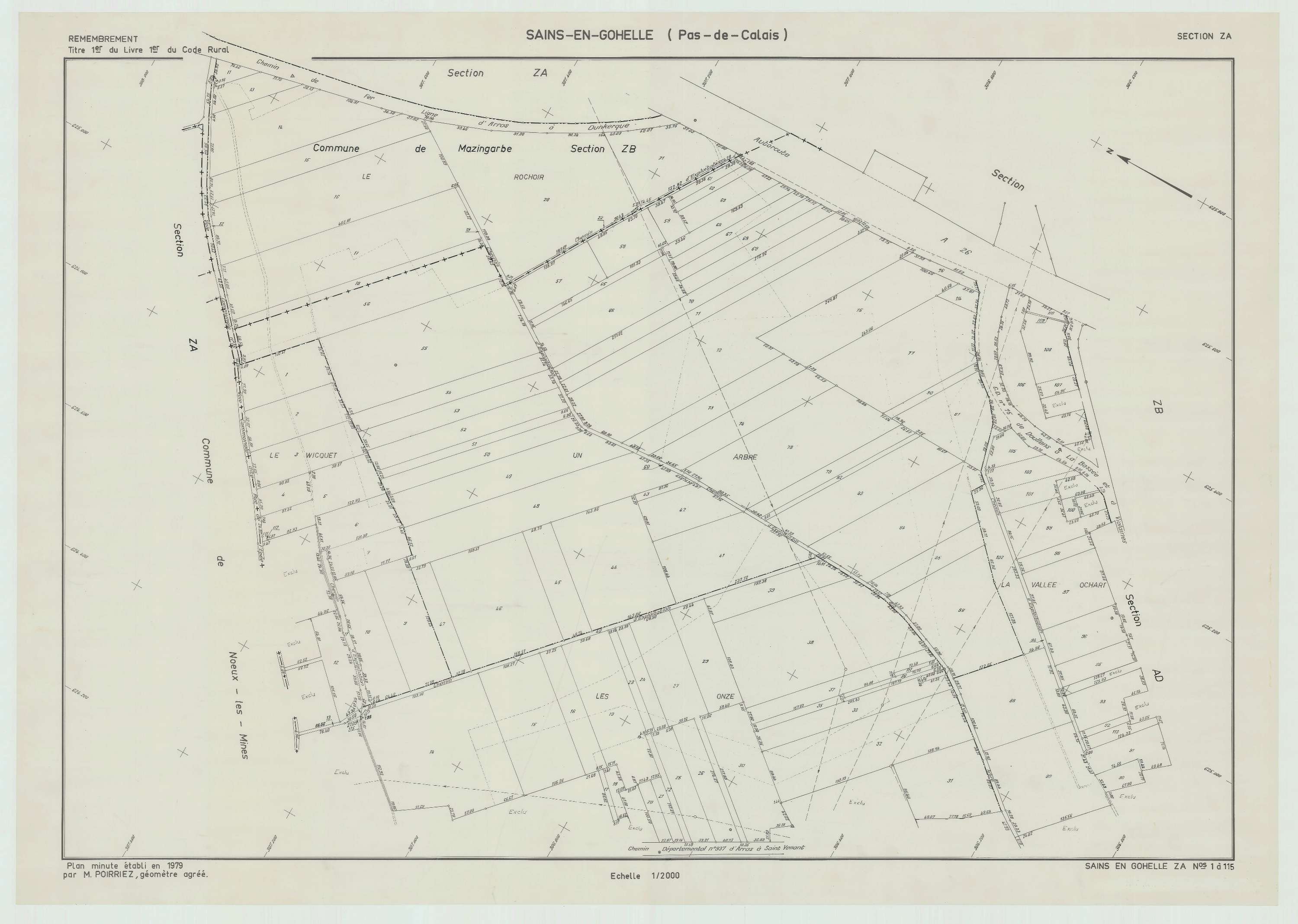 Sains-en-Gohelle - Plan de remembrement : section ZA.