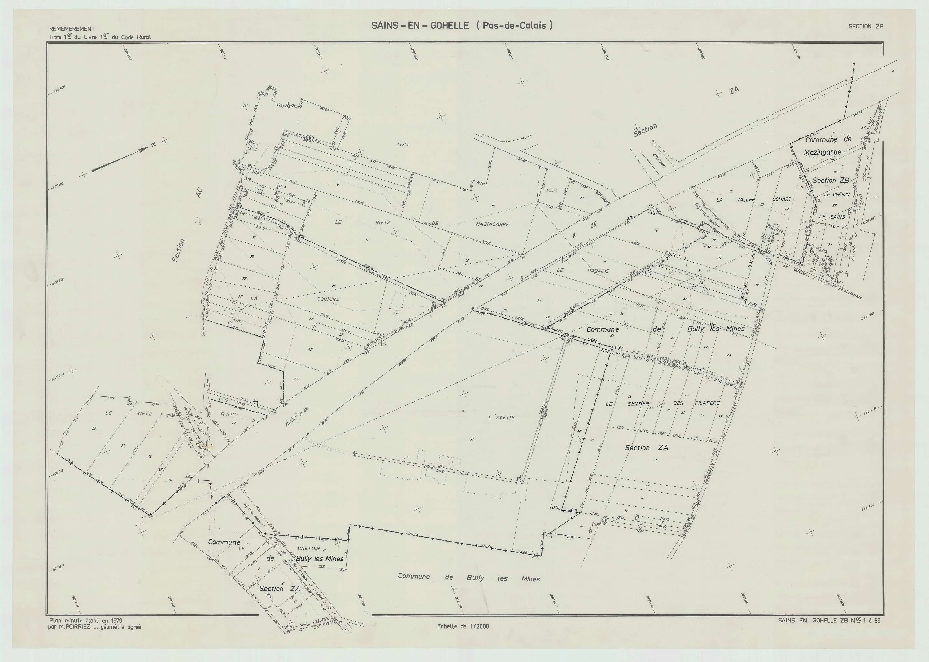 Sains-en-Gohelle - Plan de remembrement : section ZB.