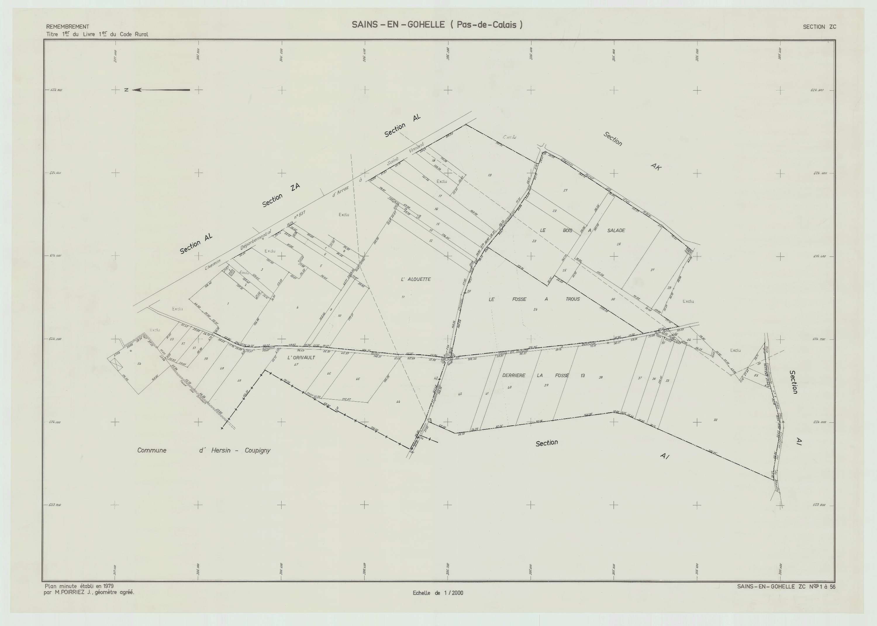 Sains-en-Gohelle - Plan de remembrement : section ZC.