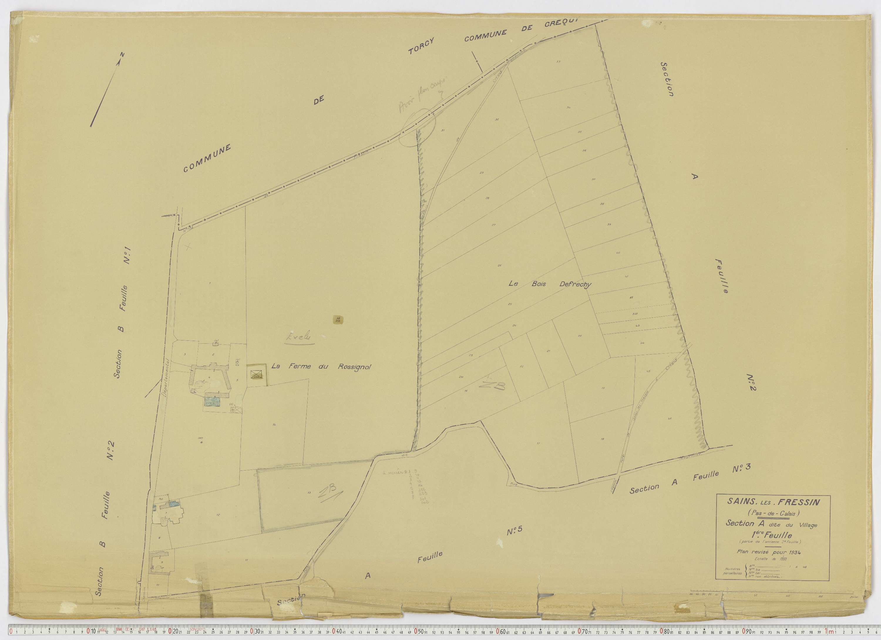 Sains-lès-Fressin - Section A, feuille 1.