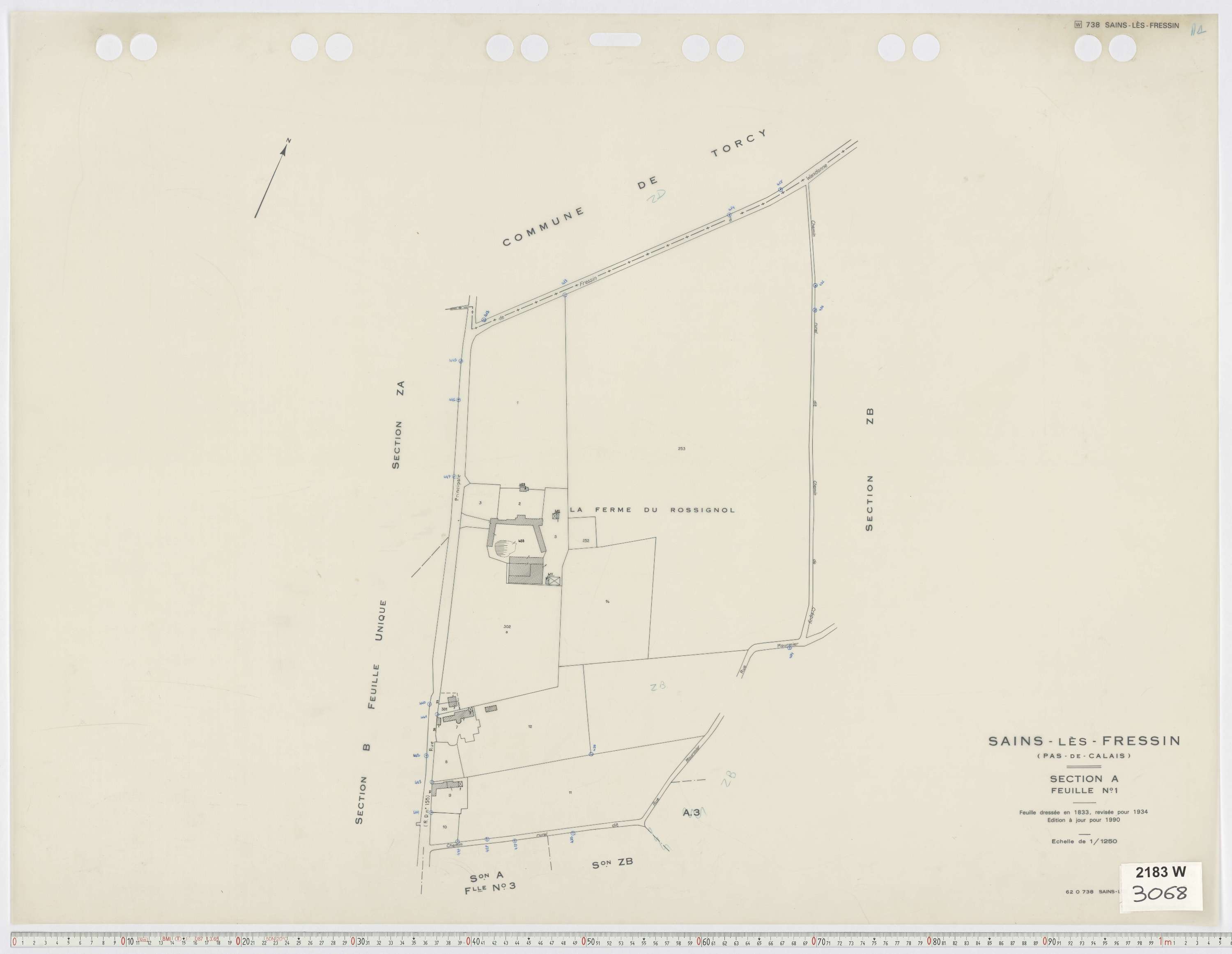 Sains-lès-Fressin - Section A, feuille 1.